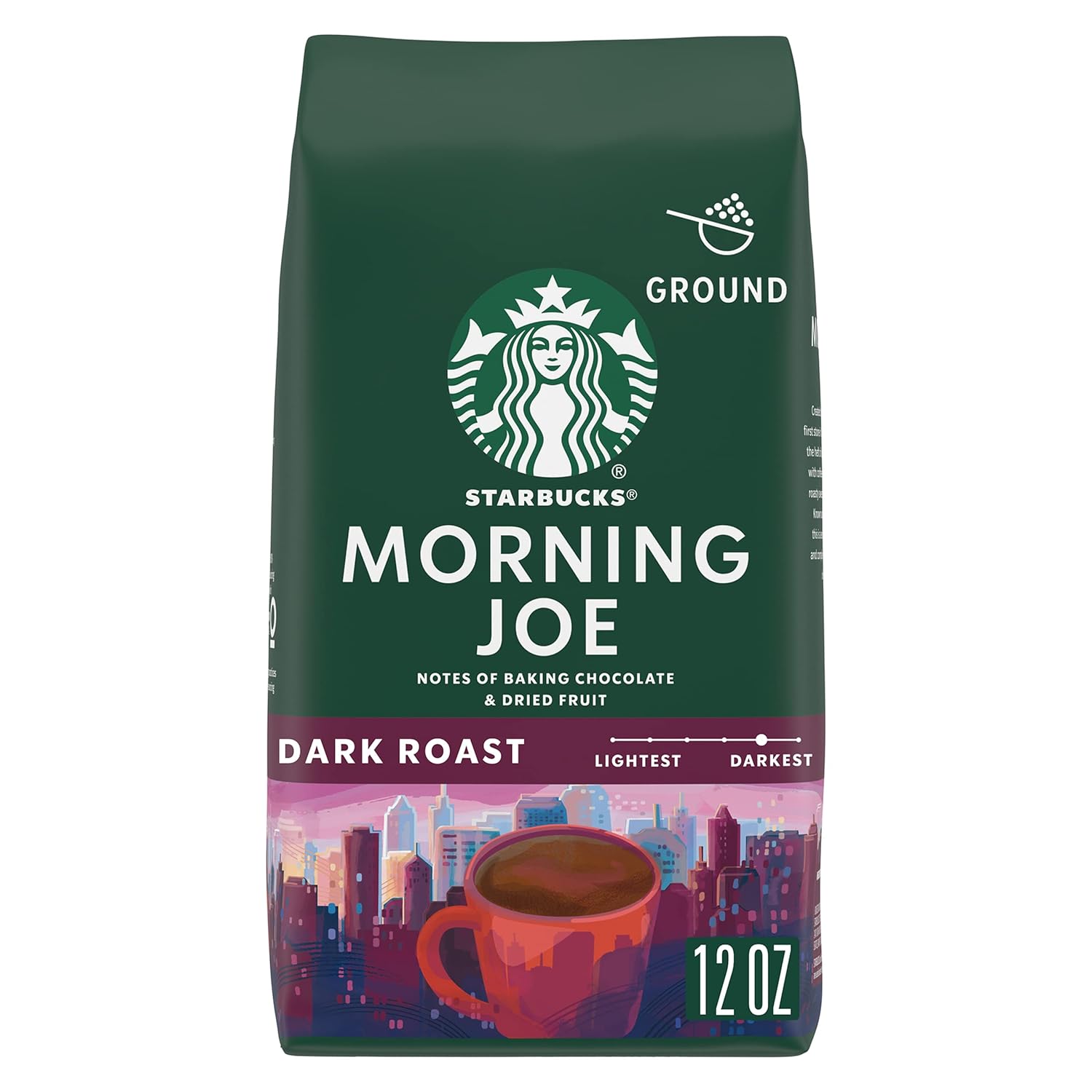 Starbucks Ground Coffee, Dark Roast Coffee, Morning Joe, 100% Arabica, 1 bag (12 oz)