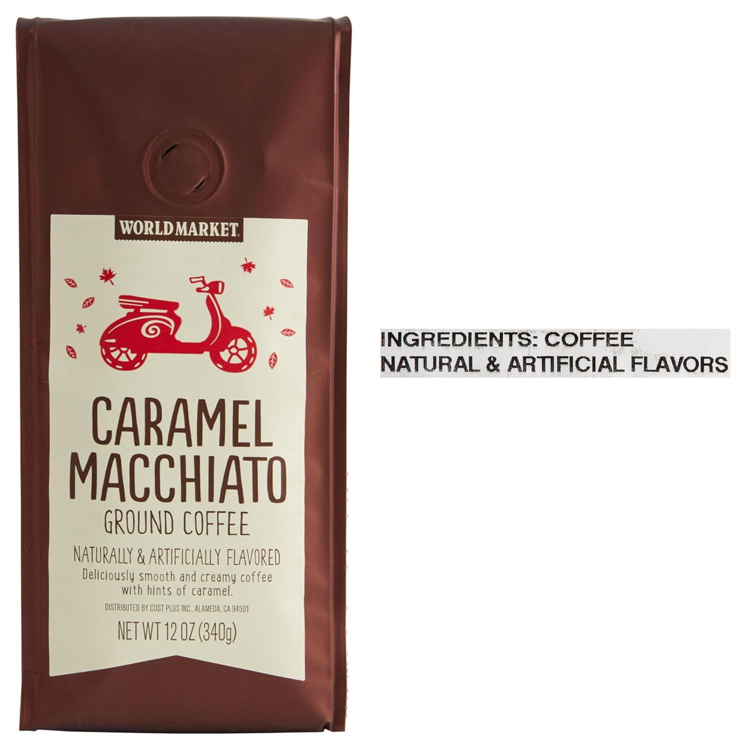 World Market Limited Edition Naturally Flavored Ground Coffee 12oz, 1 Pack (Caramel Macchiato)