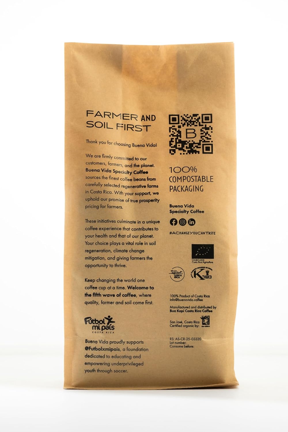 Buena Vida Speacialty Coffee - Las Lajas, Ground, Yellow Honey - Costa Rican Regenerative Coffee (12 oz)