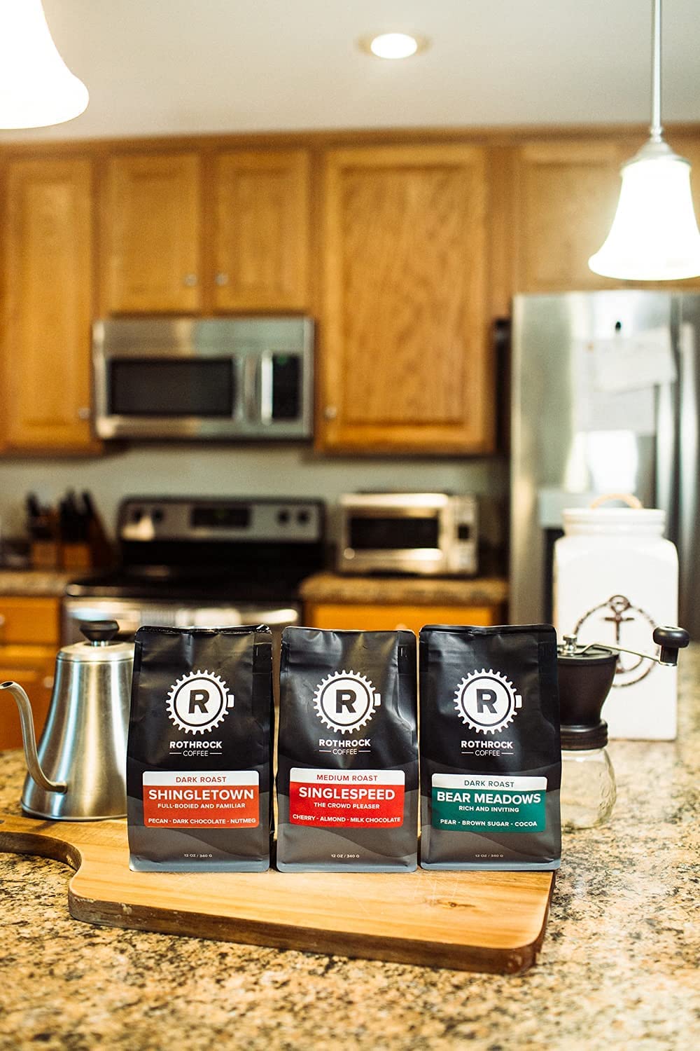 ROTHROCK COFFEE ROASTER'S CHOICE WHOLE BEAN COMBO PACK - MEDIUM/DARK ROAST, 12OZ BAGS