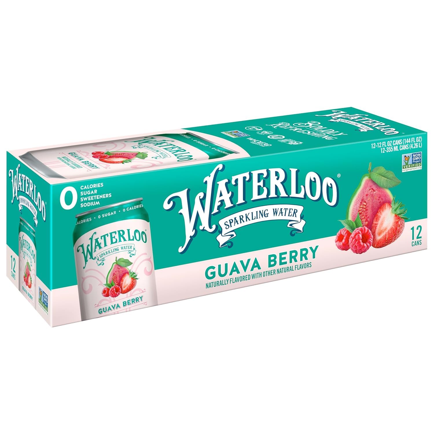Waterloo Sparkling Water, Guava Berry Naturally Flavored, 12 Fl Oz Cans (Pack of 12) – Zero Calories and Zero Sugar or Sweeteners of Any Kind