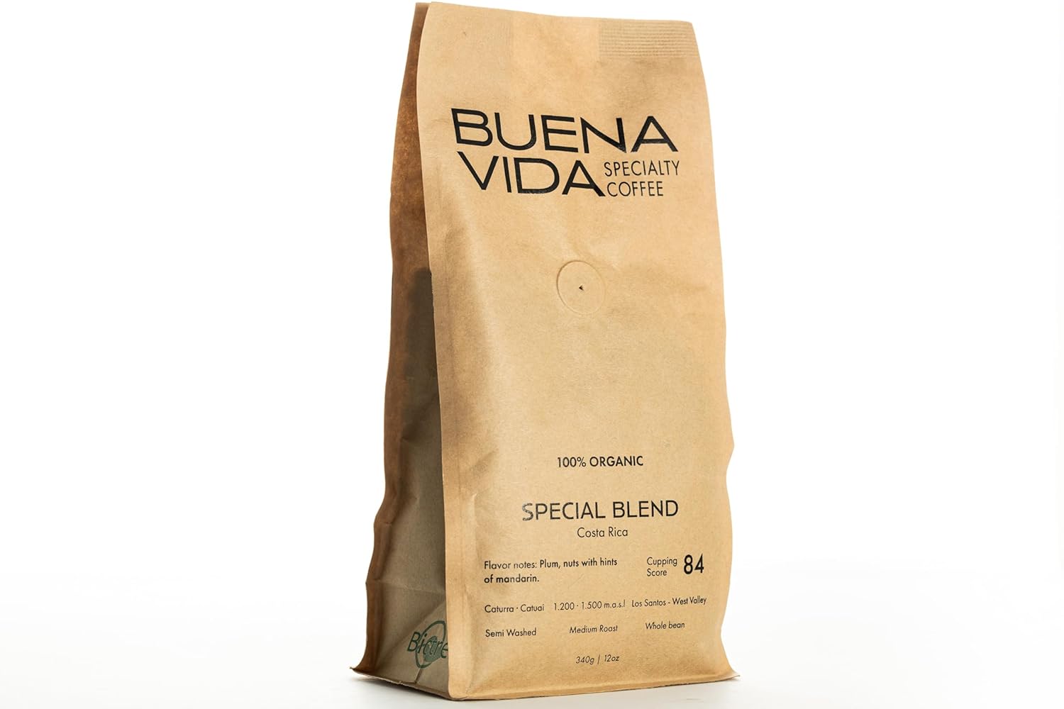 Buena Vida Specialty Coffee - Costa Rica Organic Coffee, Regenified, Kosher, USDA Organic, Special Blend (12 oz, Ground)