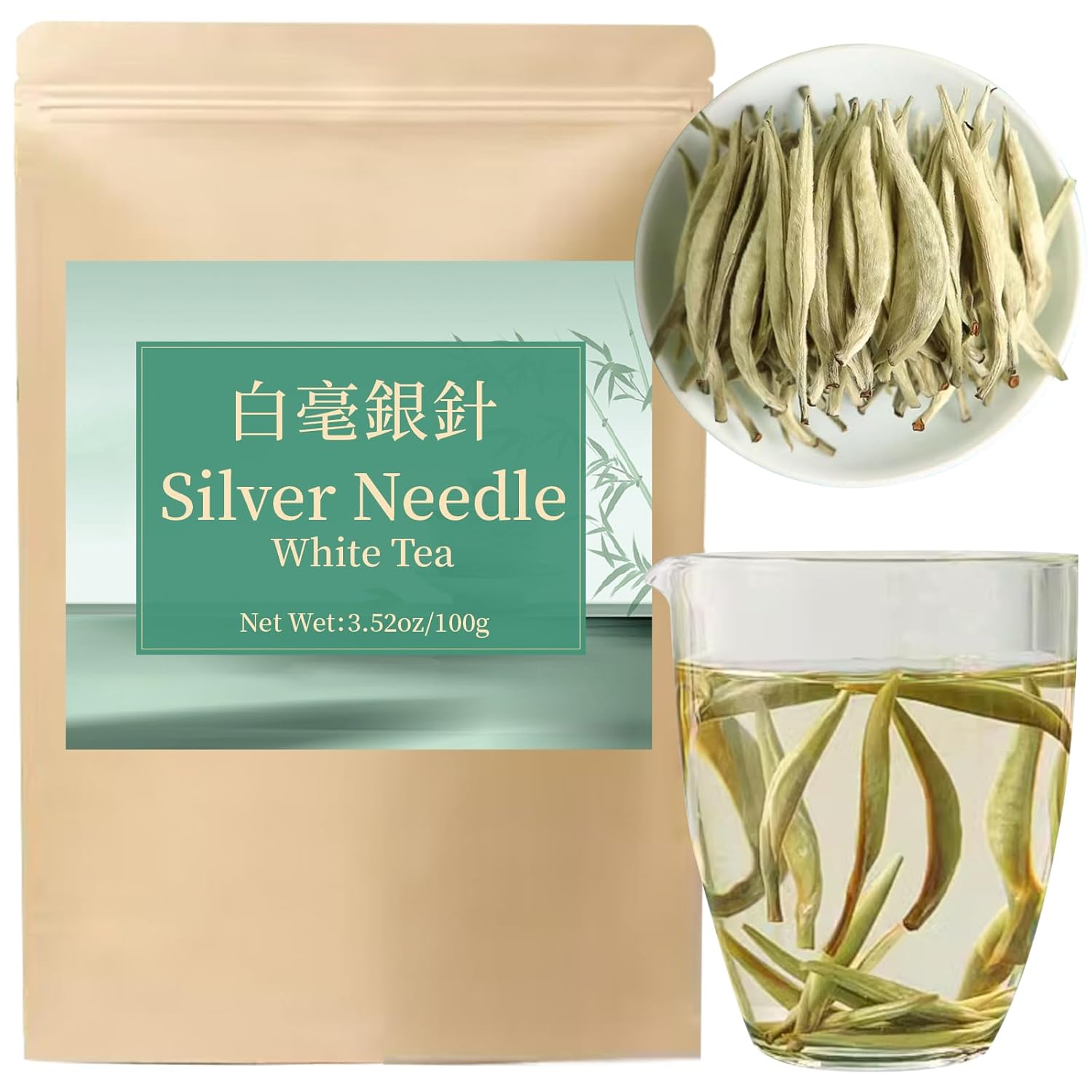 Yuexi White Tea Bai Hao Yin Zhen White Tea Loose Leaf 白毫银针 白茶 100g/3.52oz