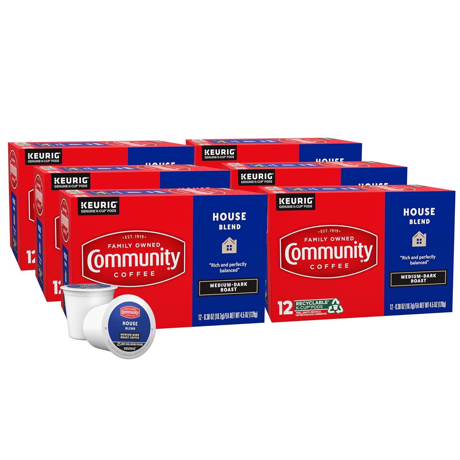 Community Coffee Breakfast Blend, Medium Roast, Single-Serve Keurig K-Cup Pods, 32 Count (Pack of 4)