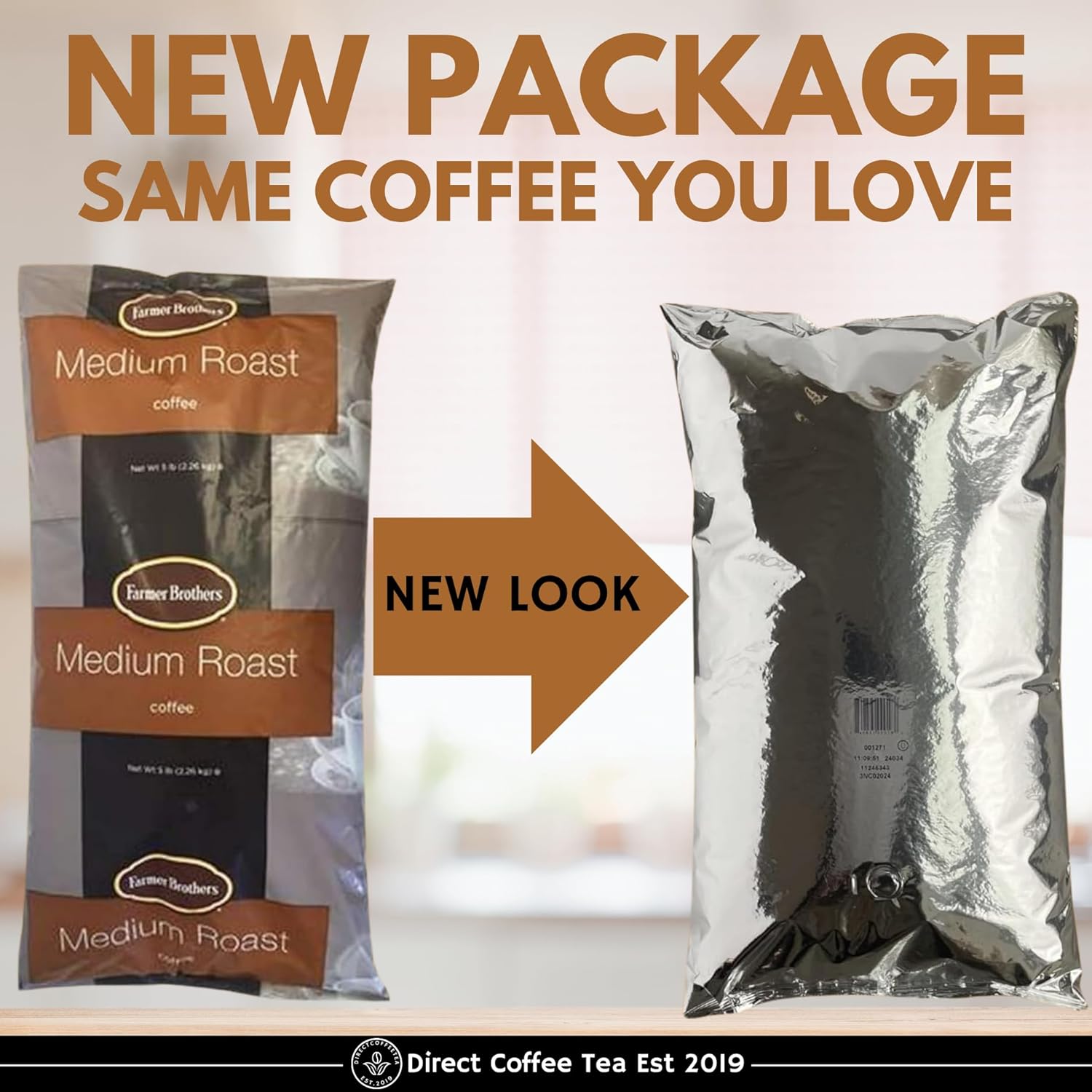 Farmer Bros Premium 100% Arabica Ground Coffee – Medium Roast, 5-lb Bag with Nutty & Chocolatey Notes – Includes Direct Coffee Tea Est 2019 Barista Spoon with Clip
