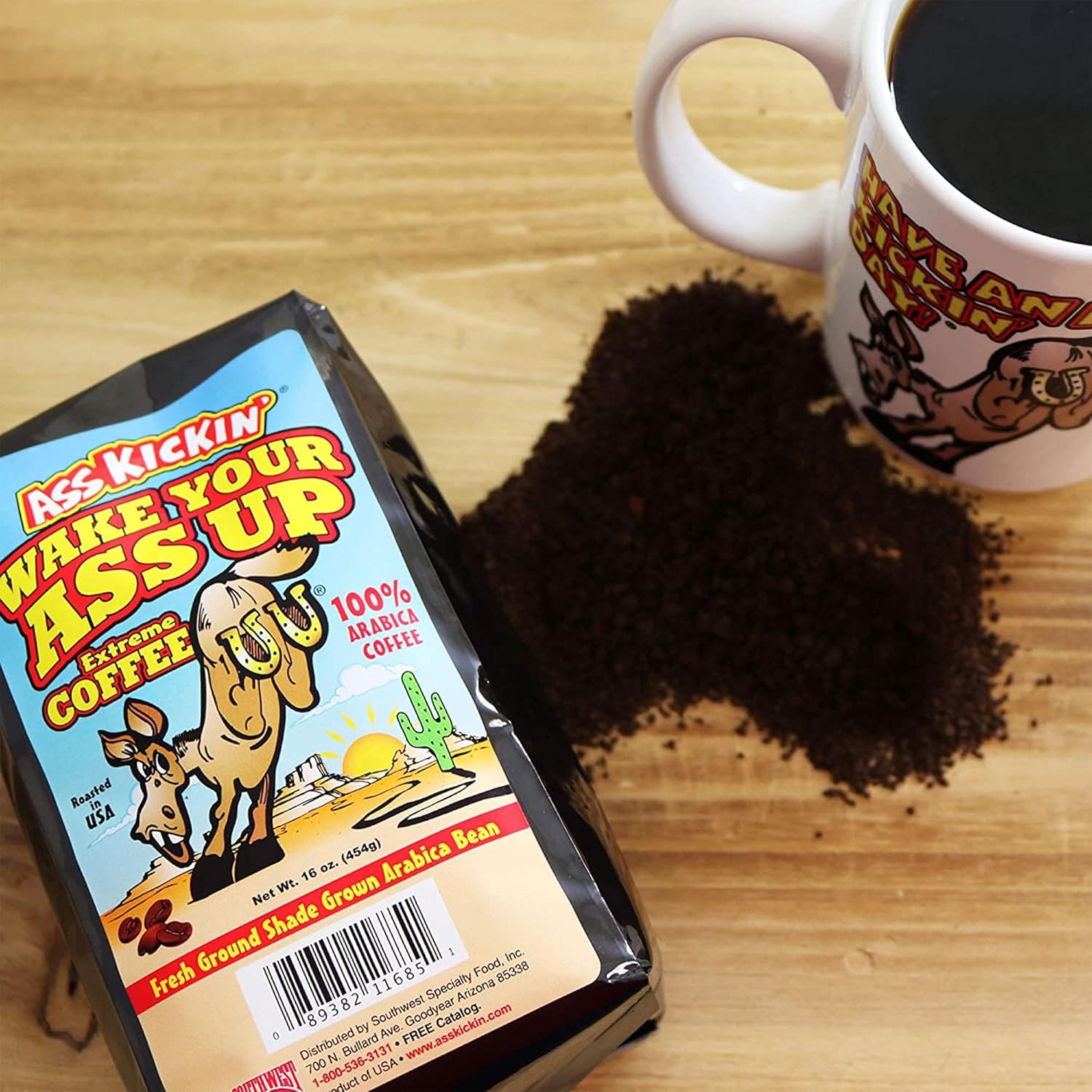 Wake Your Ass Up Extreme Coffee - 1lb Fresh Ground Shade Grown Arabica Bean Coffee - 1 pound