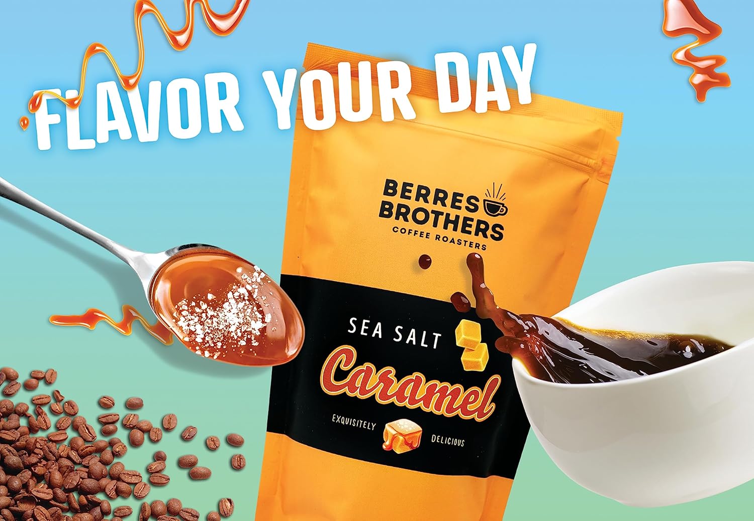 Berres Brothers Sea Salt Caramel Ground Coffee10 Ounce Bag Caramel Drizzle with a Pinch of Salt, Medium Roast, Caffeinated Flavored Coffee
