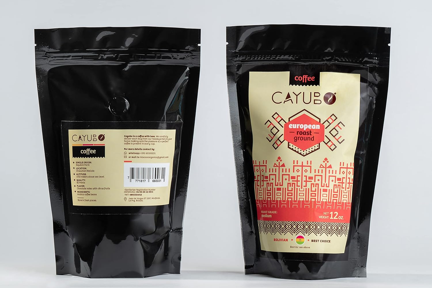 Cayubo Coffee - Single Origin Bolivian Altitude Beans, Roasted at 13.326 Feet - Medium Roast Ground Coffee, 12 oz, grown at 1750 m.a.s.l - Adventure Coffee