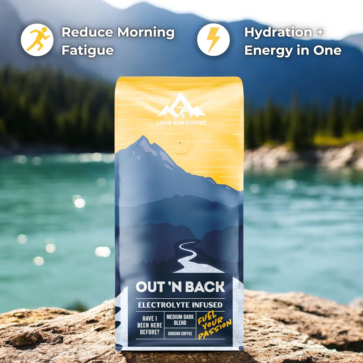 Long Run Coffee – Hydrating Coffee with Electrolytes – All Natrual Energy + Hydration + Recovery for Athletes – Stomach Friendly Electrolyte Coffee for Runners (1 lb, Medium-Dark Roast)