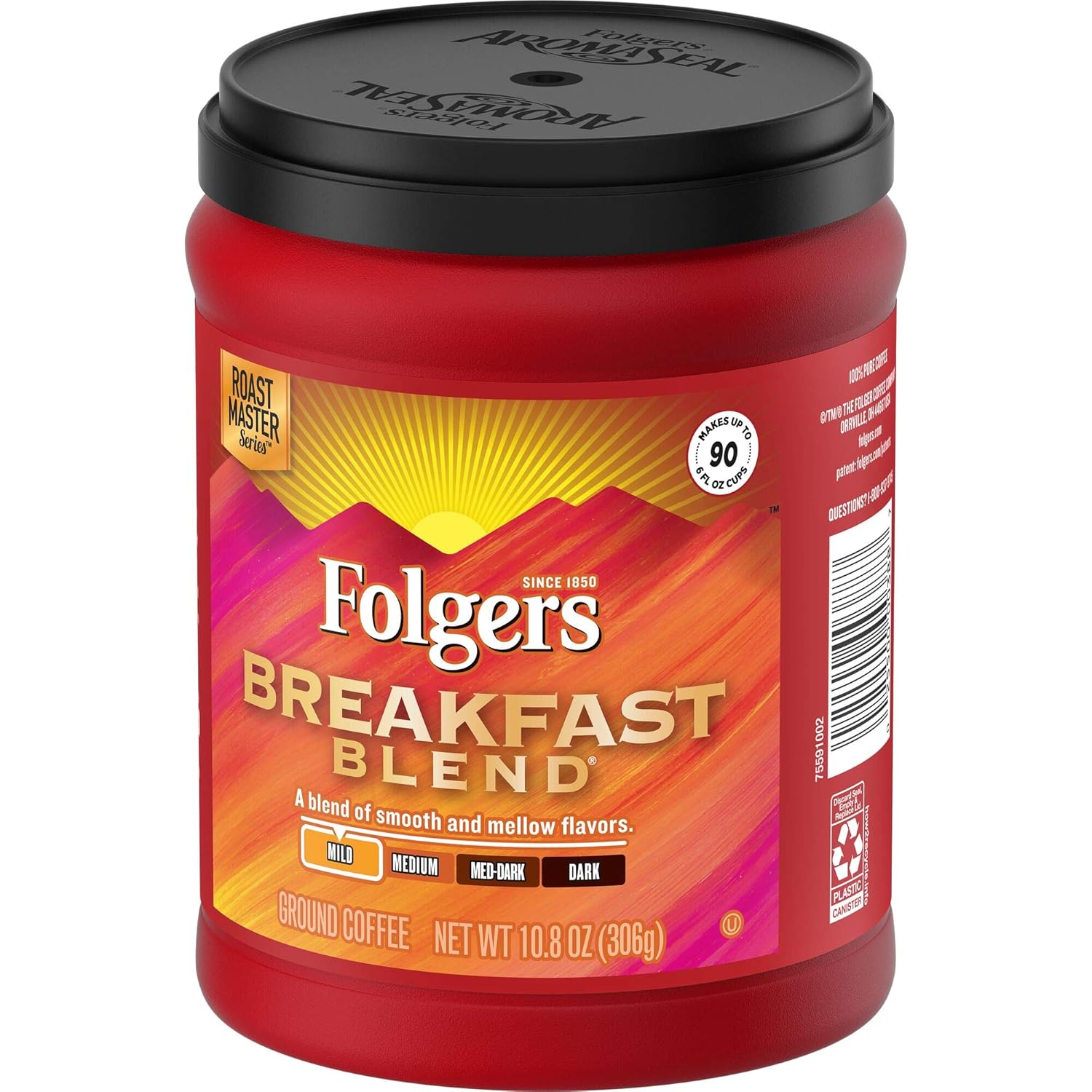 Folgers Breakfast Blend Mild Roast Ground Coffee, 10.8 Ounces