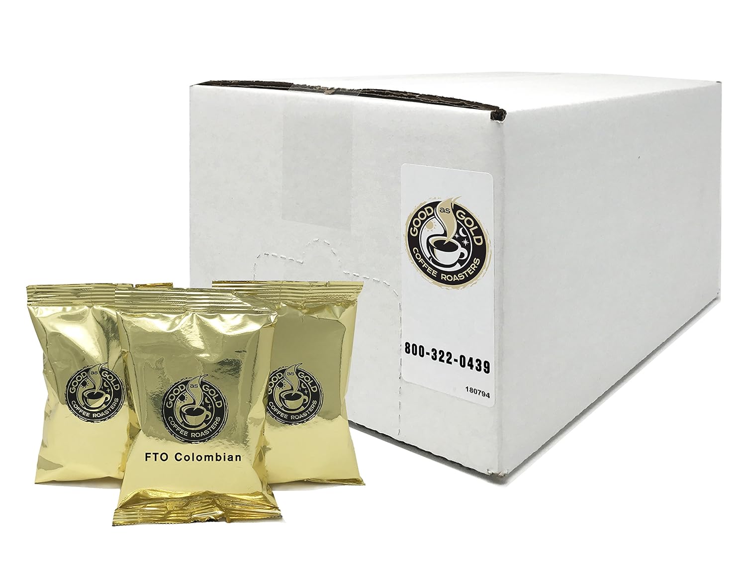 Good As Gold Colombian Pre-Measured Coffee Packets (Fair Trade / Organically Grown), Medium Roast, Ground, 18 / 3oz Packs, Drip Coffee Machine