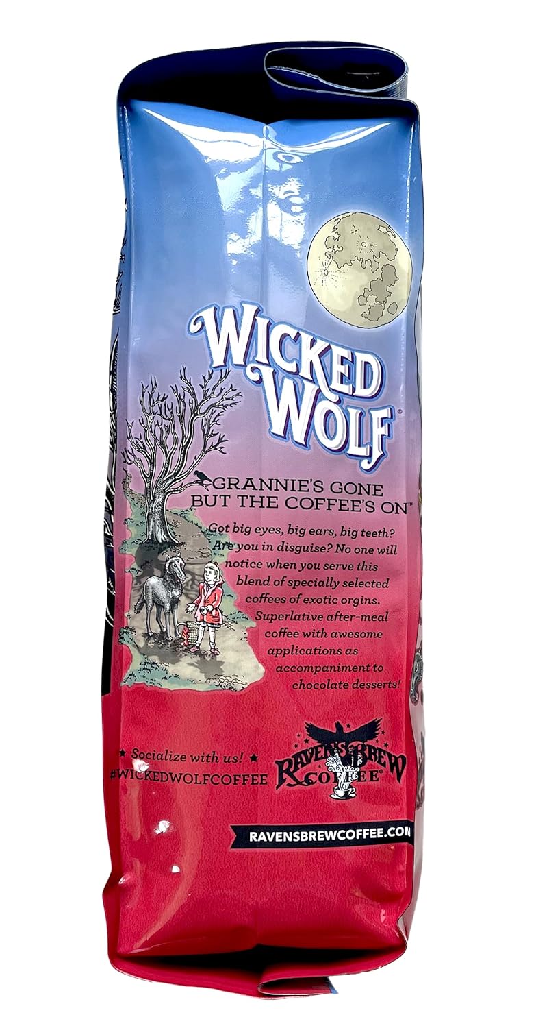 Raven's Brew Coffee - Wicked Wolf - Dark Roast - 12 oz Ground - Full Body of Currant and Spice