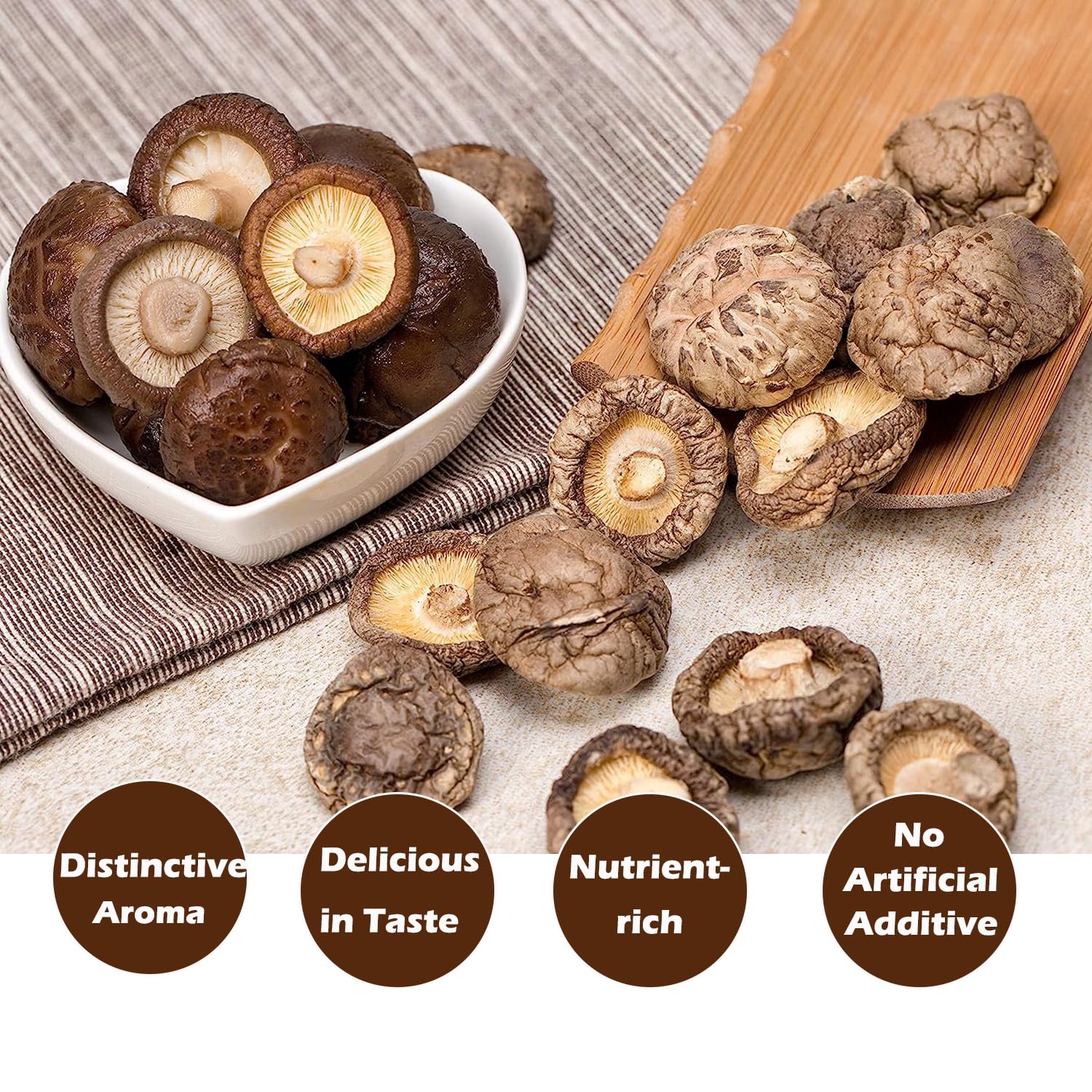 VIGOROUS MOUNTAINS Dried Shiitake Mushrooms for Cooking, 2-3CM Dehydrated Mushrooms, Dry Fresh Vegan No Fumigation Sulfur (4Oz)