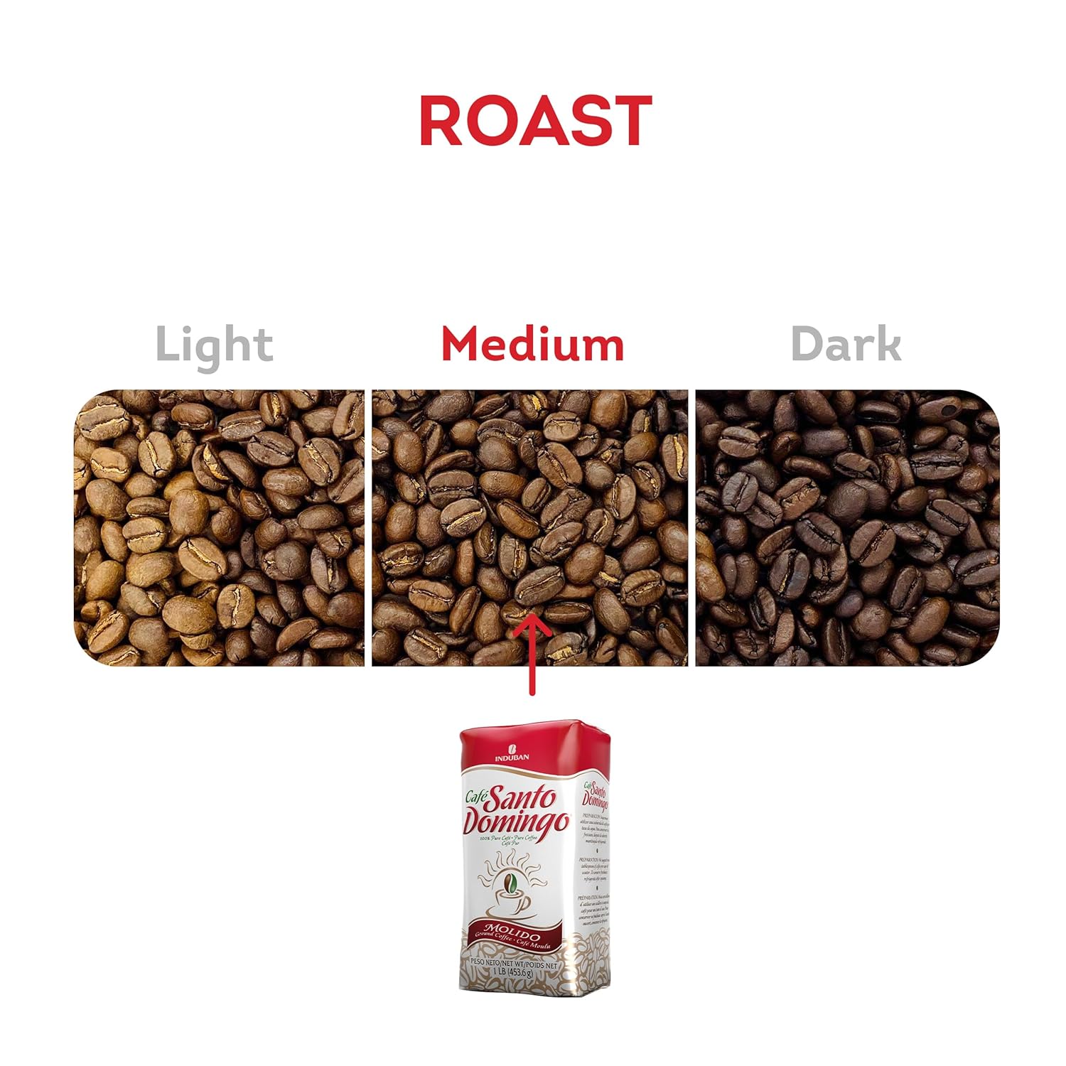Café Santo Domingo, 16 oz Bag, Ground Coffee - Product from the Dominican Republic (Pack of 4)