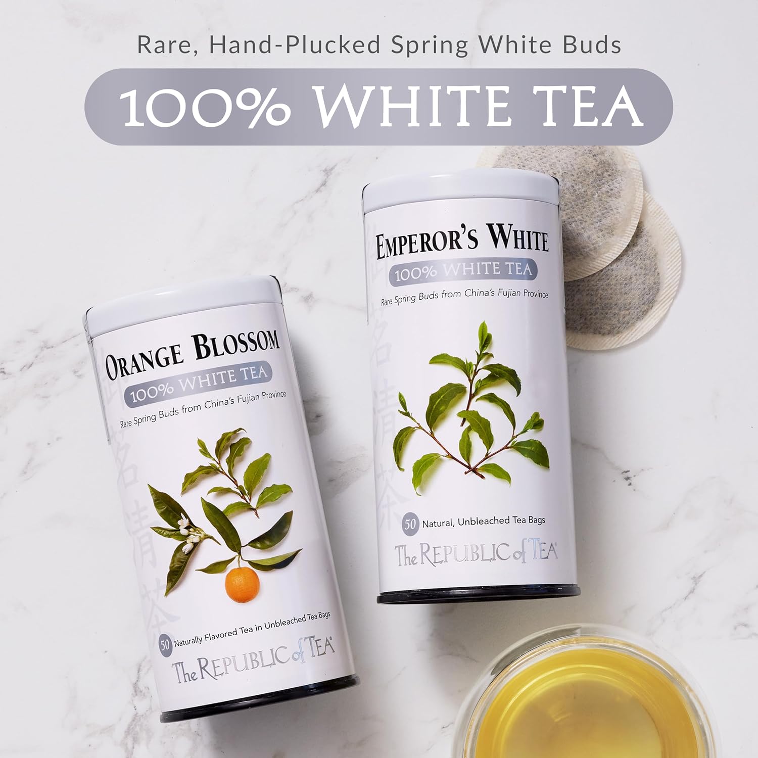 The Republic of Tea – Orange Blossom 100% White Tea Bags, Steeps 50 Low-Caffeinated Cups