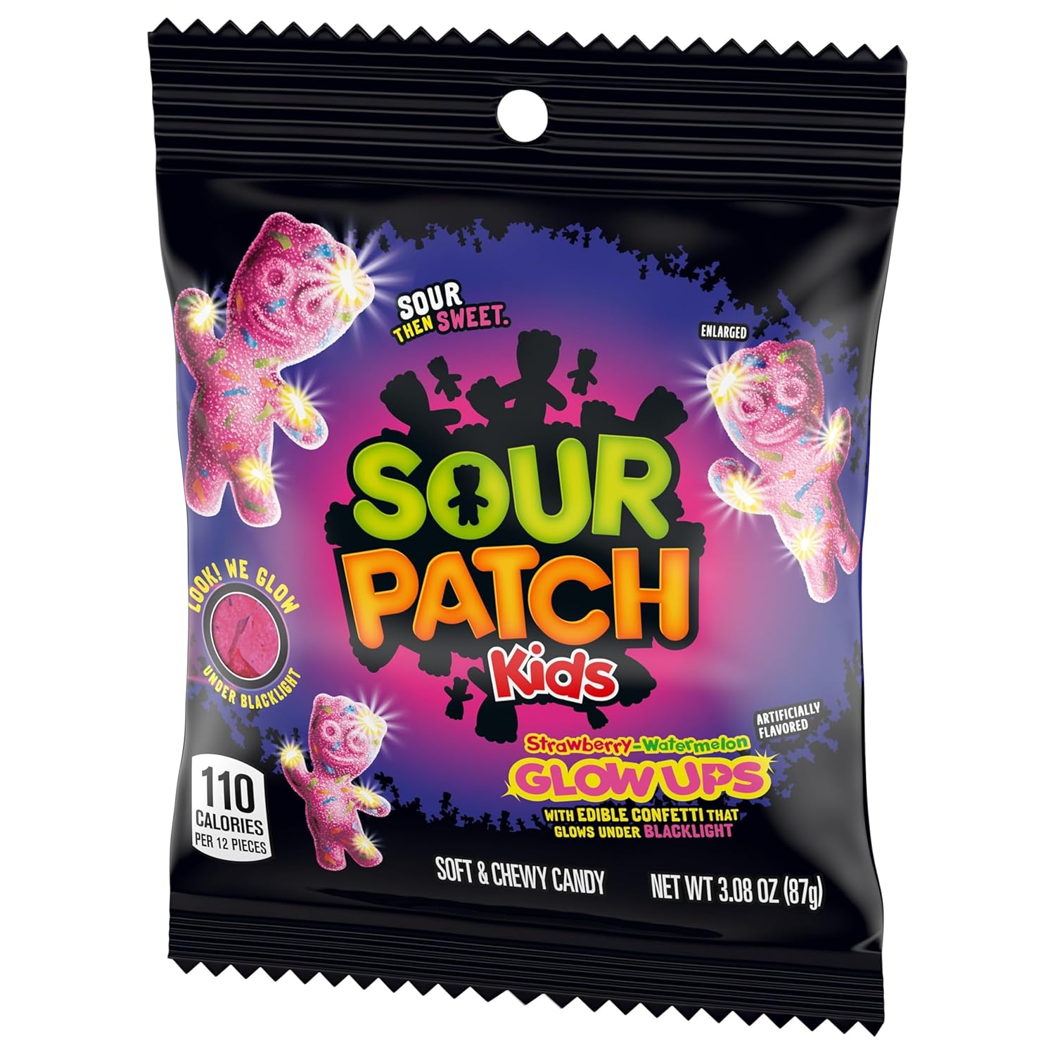 SOUR PATCH KIDS Glow Ups Strawberry-Watermelon Soft & Chewy Candy, 12-3.08 oz Bags