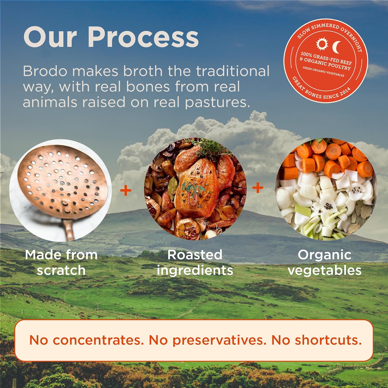 Brodo Organic Chicken Broth | Nutrient Dense, Chef Crafted Bone Broth in Single Serving Pouches | Not Made From Concentrate, No Preservatives (6x 8.3 oz Pouches)