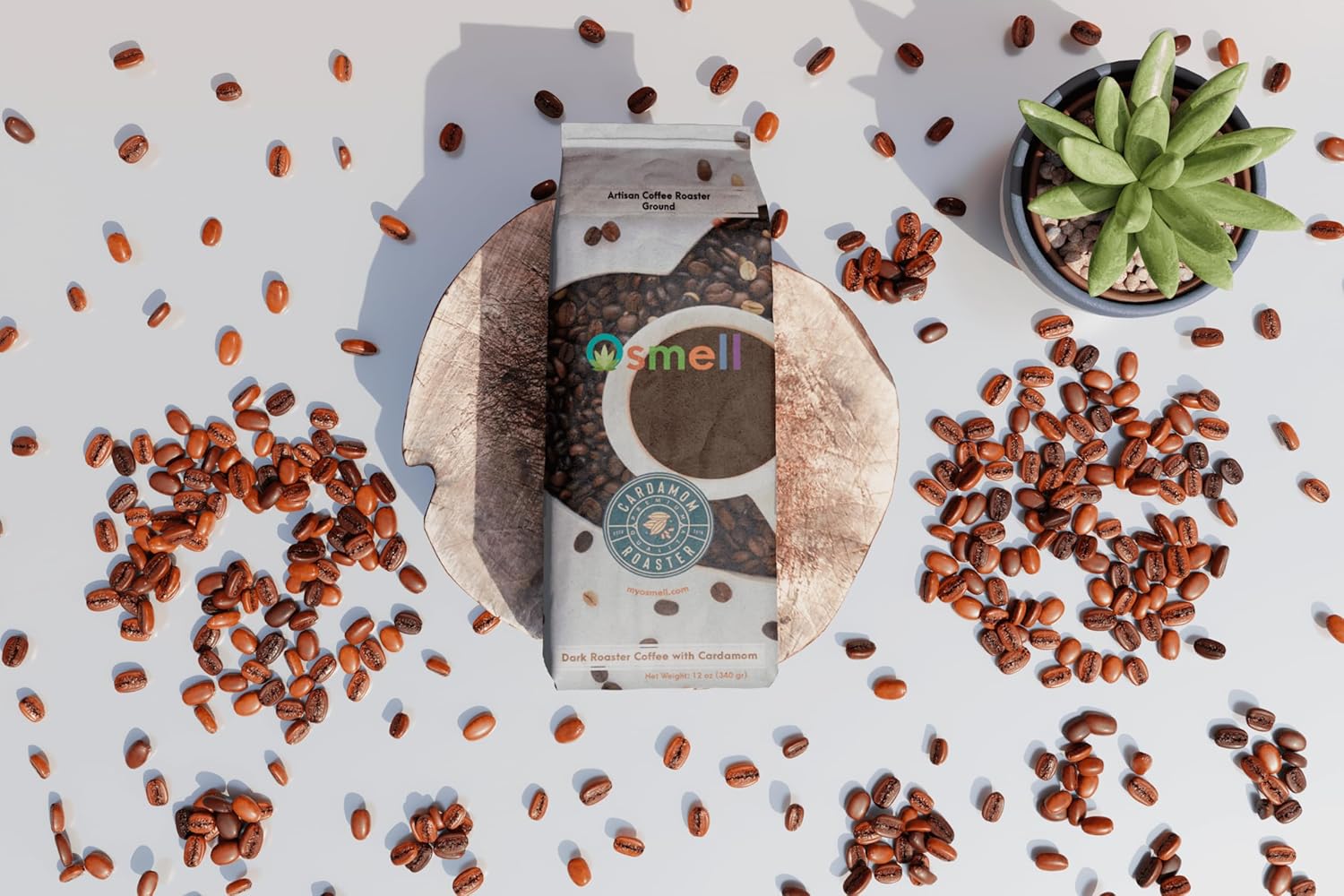Cardamom Osmell Coffee 12oz - 100% Colombian Coffee Blend With Pure Cardamom (100% Natural Cardamom). Ground Coffee, Artizan Coffee Roasters, DARK ROAST (12 Ounce)