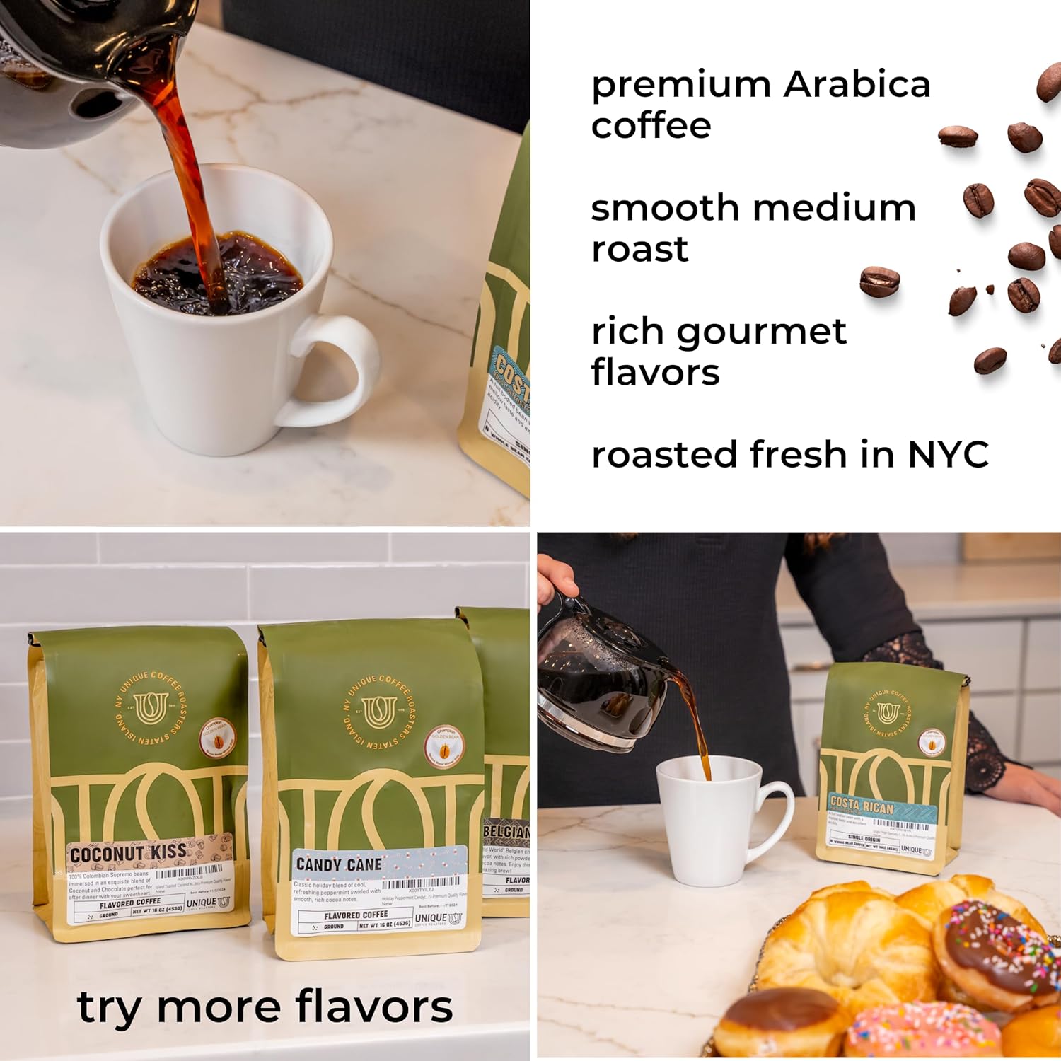 Island Toasted 'Coconut Kiss' Flavored Ground Coffee, 1 LB (16 oz) bag, Medium Roast, 100% Arabica Premium Quality Flavor