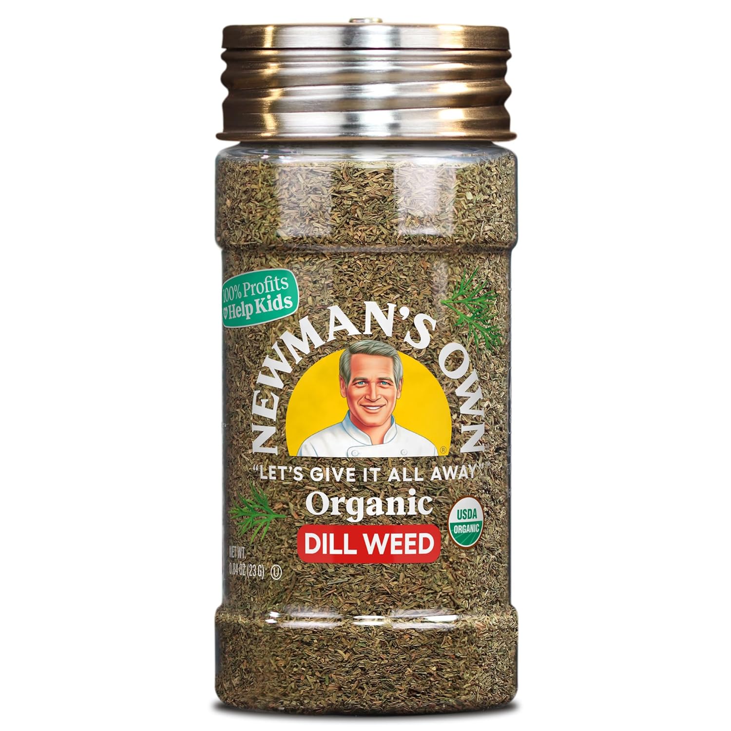 Newman's Own Organic Dill Weed; Great on Fish, Salads, Sauces, USDA Certified Organic, Non-GMO, Kosher, 0.84Oz. Bottle