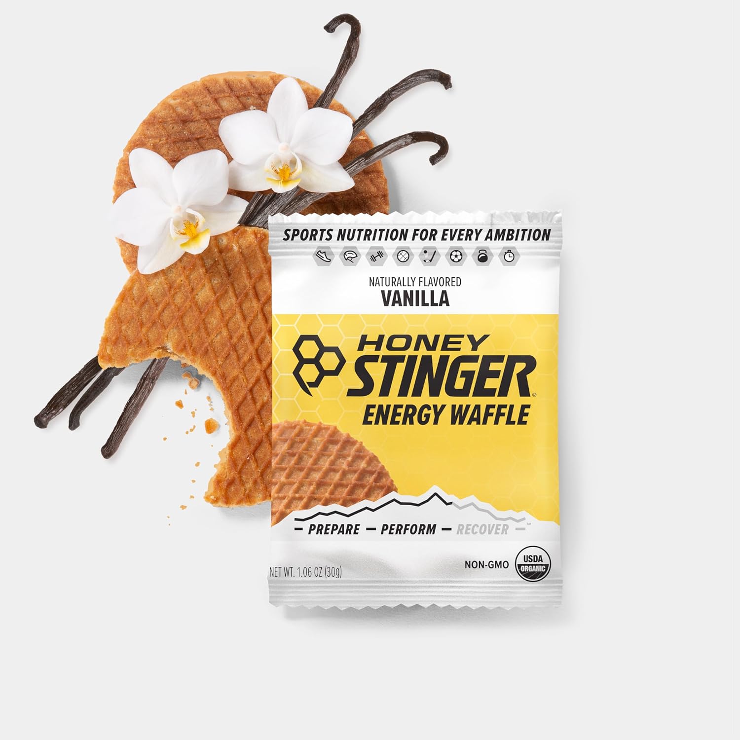 Honey Stinger Organic Waffle Variety Pack of 18 (12 Honey & 6 Vanilla Waffles), Energy Stroopwafel Snack for Exercise, Endurance & Performance, Sports Nutrition for Home & Gym, Workout Fuel