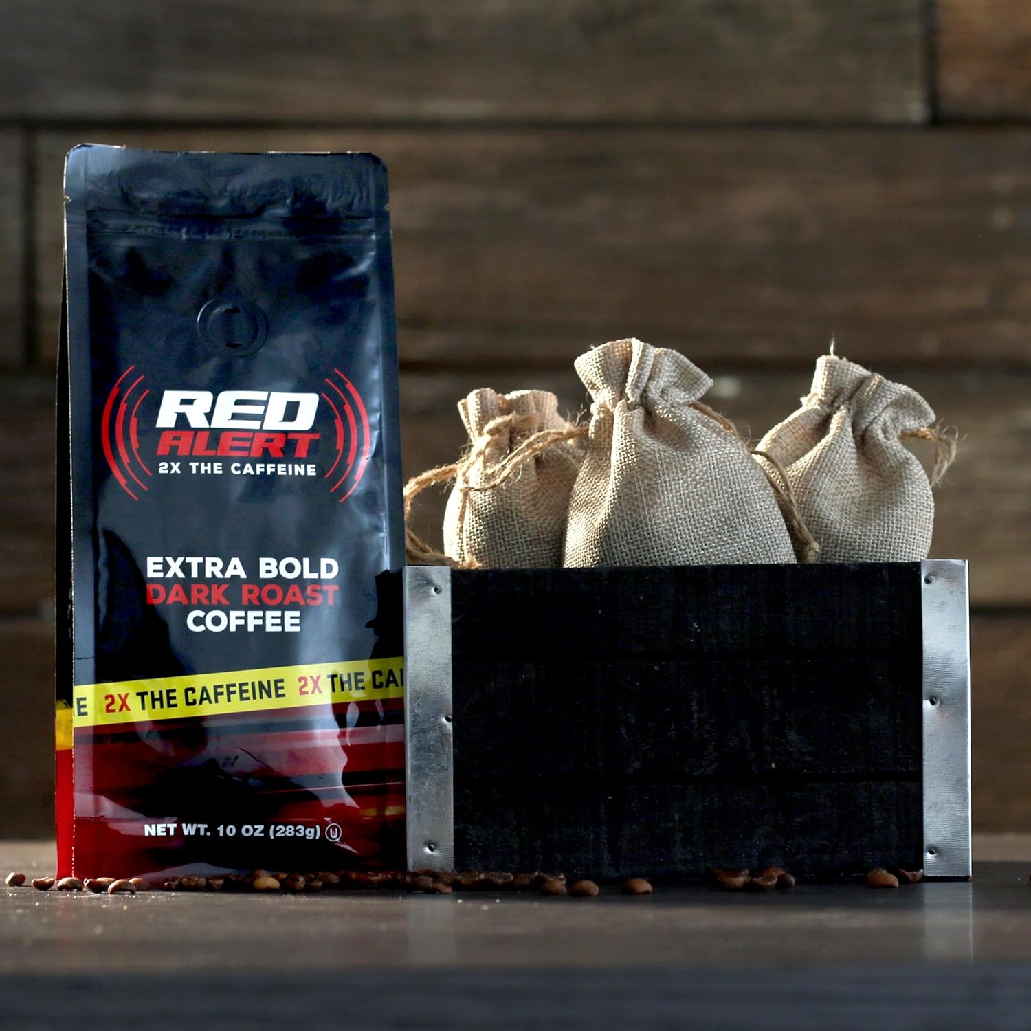 Red Alert Extra Strong Ground Coffee, 10 Oz, Bold and Intense Flavor, High Caffeine for Extra Energy, Perfect for a Powerful Morning Boost