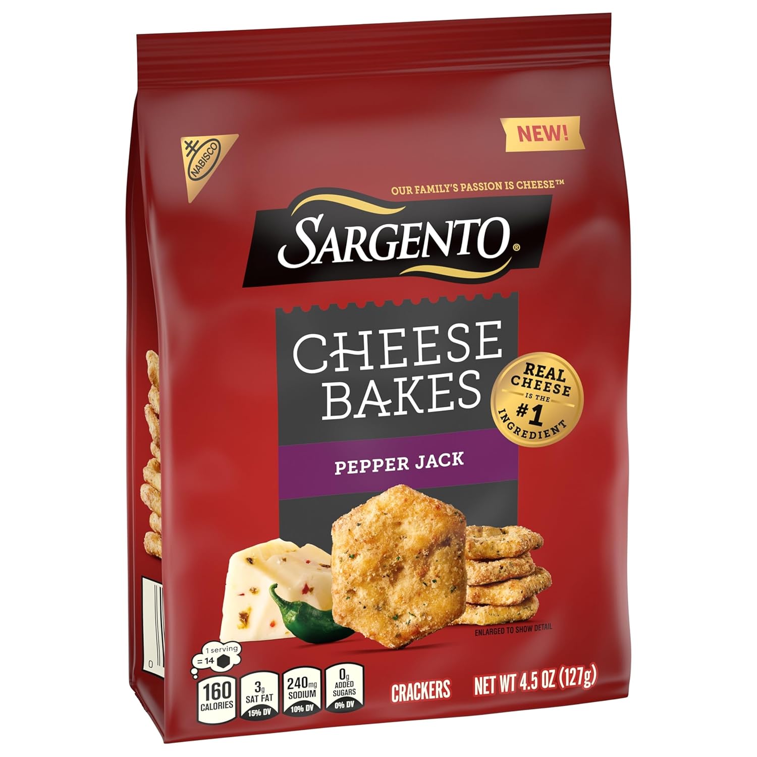 Sargento® Cheese Bakes Pepper Jack Crackers, Cheese Crackers, 6-4.5 oz Bags