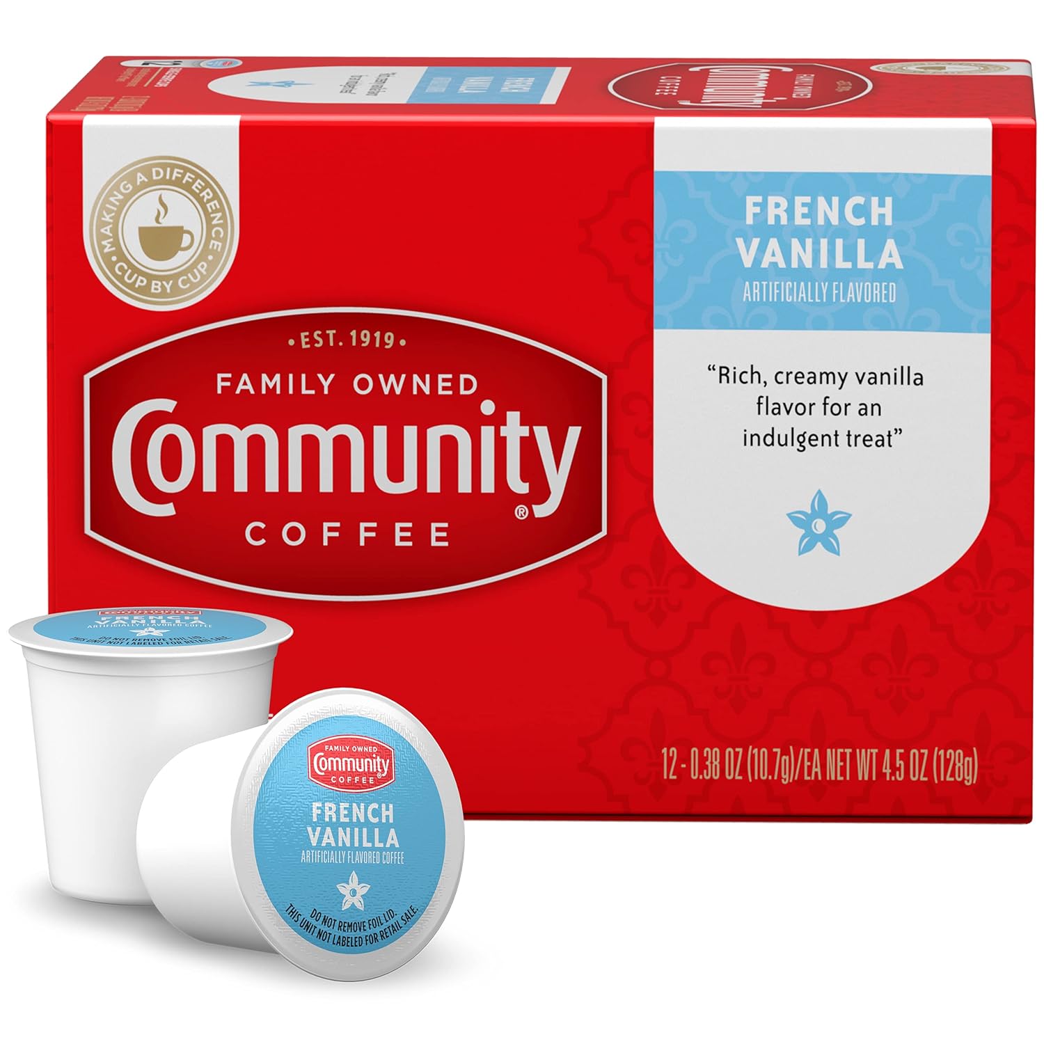 Community Coffee Breakfast Blend, Medium Roast, Single-Serve Keurig K-Cup Pods, 32 Count (Pack of 4)