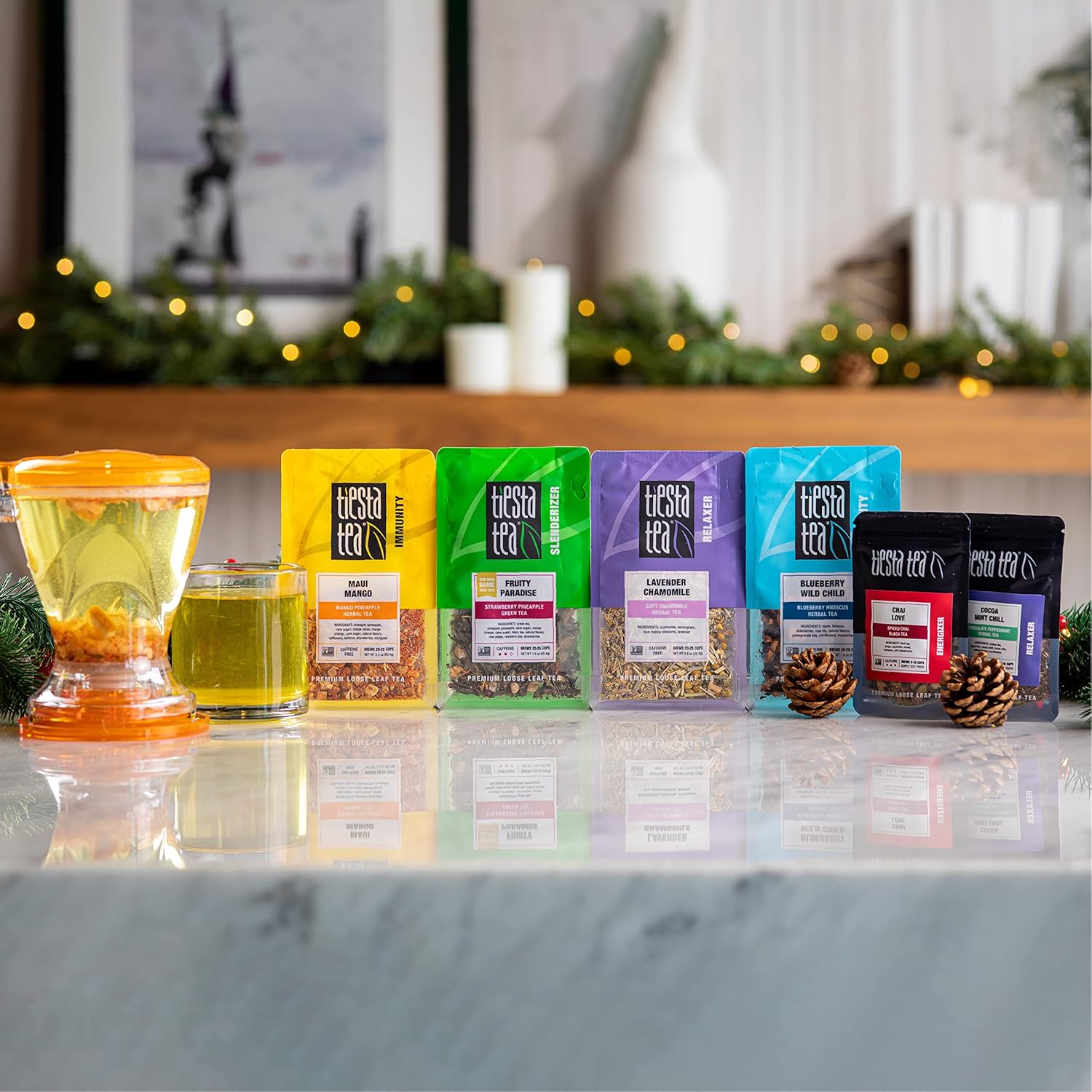 Tiesta Tea - Ultimate Live Kit | Loose Leaf | Tea Starter Kit with High to Non-Caffeinated Blends | Hot & Iced Brews | Includes Black, Green, Herbal Sample Bags and 16oz Bottom Dispensing Infuser