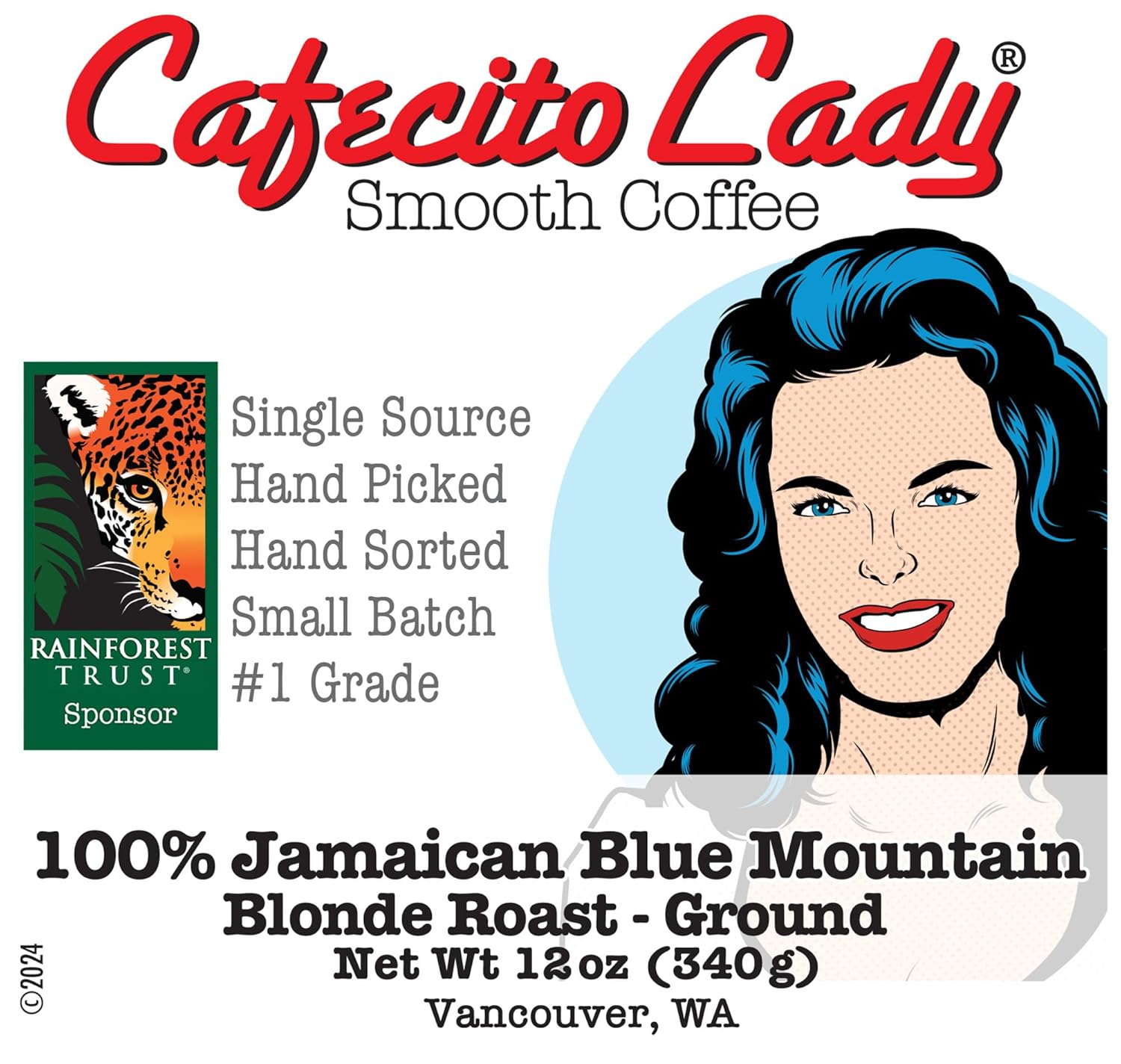 100% Jamaican Blue Mountain Blonde Roast Ground Coffee - Certified JCRA - Cafecito Lady