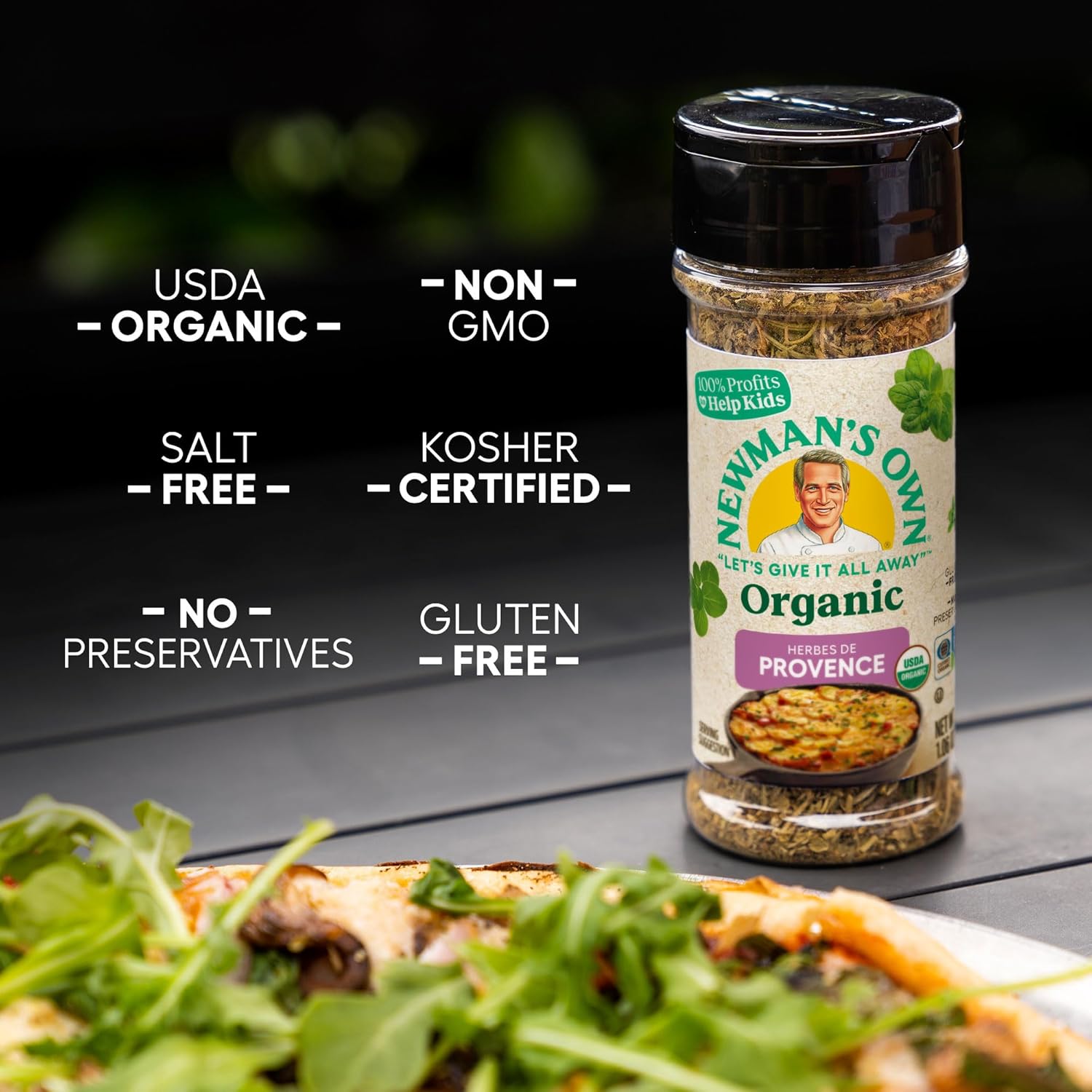 Newman's Own Organic Herbes de Provence Seasoning; Perfect Spices for Cooking Roasted meats, potatoes, and stews; USDA Certified Organic; No Preservatives; Salt Free; Non-GMO; Gluten-Free; 1.06 Oz Bottle