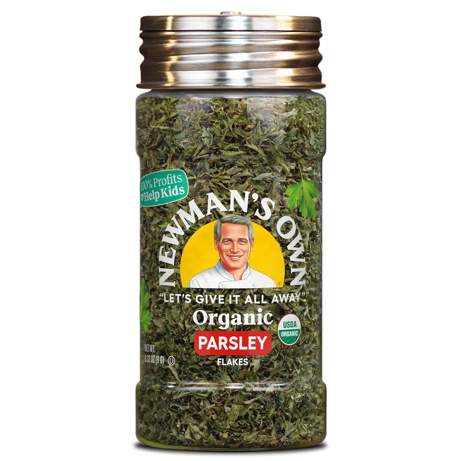 Newman's Own Organic Parsley Flakes; Great on Chicken, Salads, USDA Certified Organic, Non-GMO, Kosher, 0.32Oz. Bottle