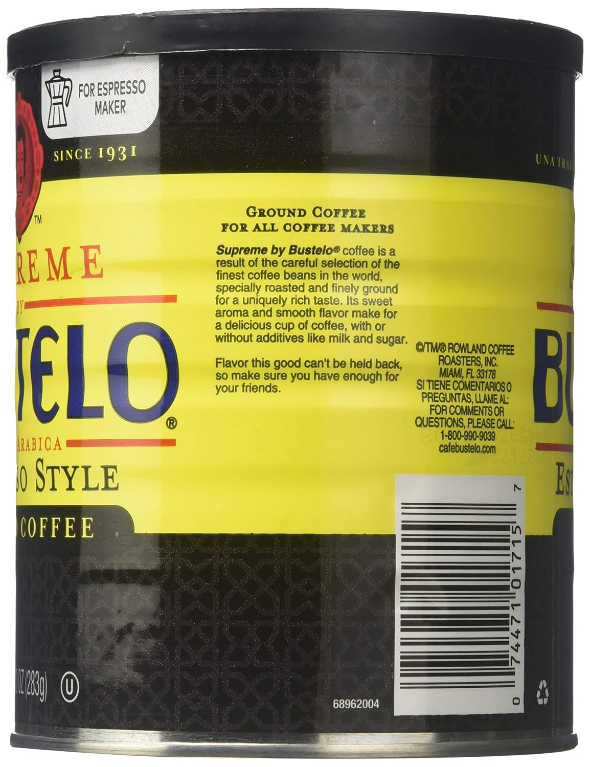 Supreme by Bustelo Estilo Espresso Cafe Molido 10 oz (Pack of 2)