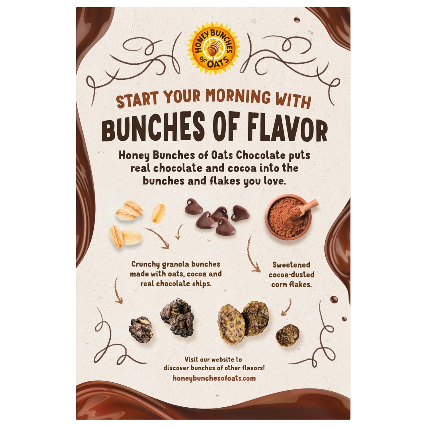 Post Honey Bunches of Oats Chocolate, Made with Whole Grain Cereal, Breakfast Cereal, 12oz Box