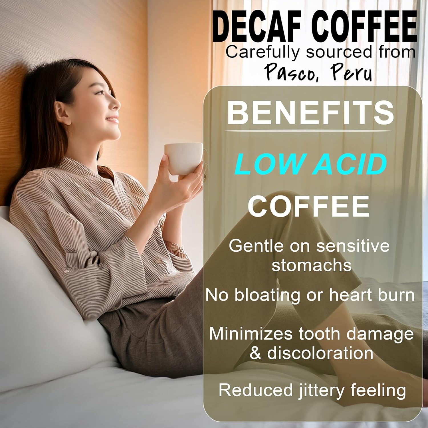 Our Grounds Coffee Nanny's Nightcap - Ground Medium Roast Decaf (100% Arabica Peruvian Coffee) Non GMO- Low Acid- Single Origin - 12oz