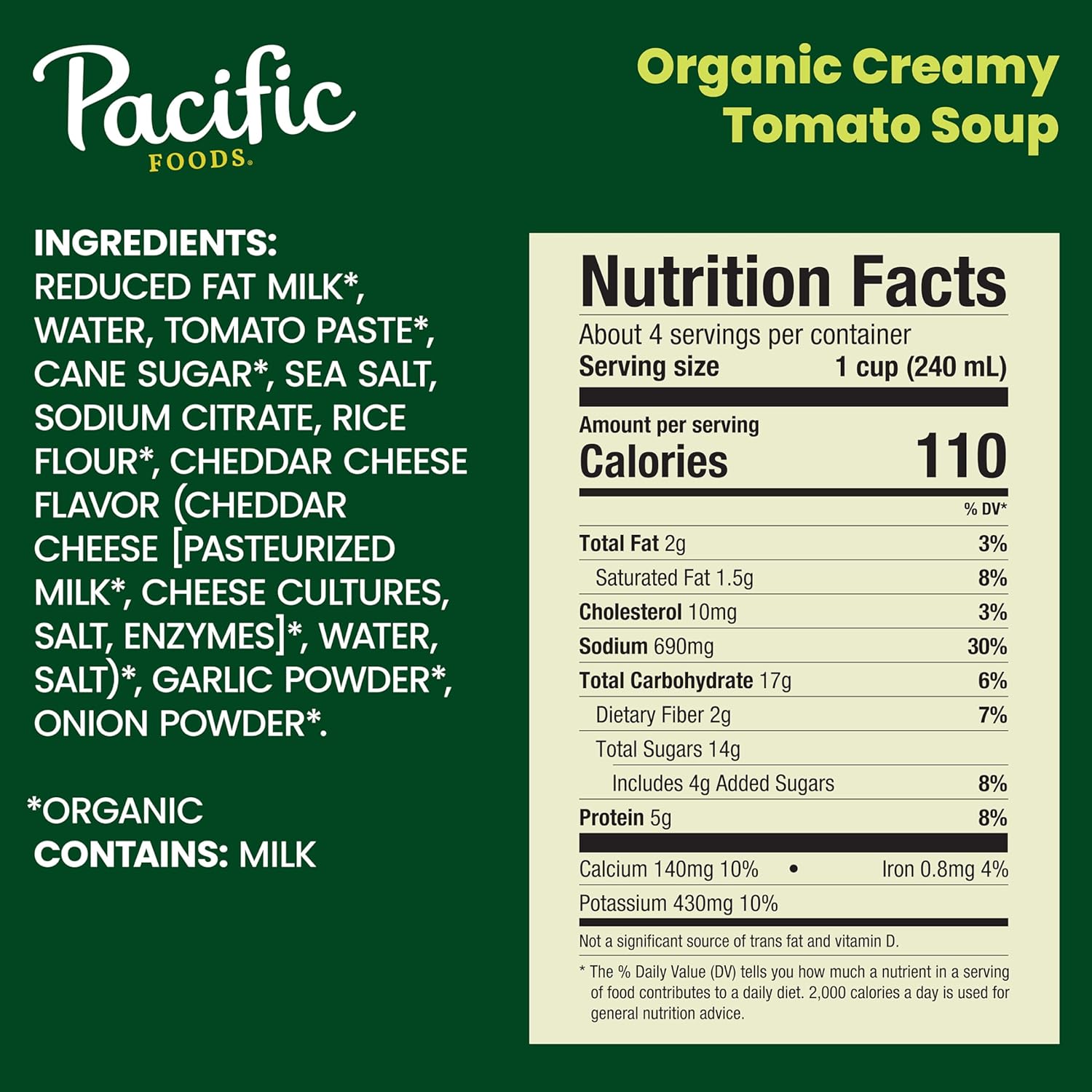 Pacific Foods Organic Creamy Tomato Soup, 32 fl oz Carton