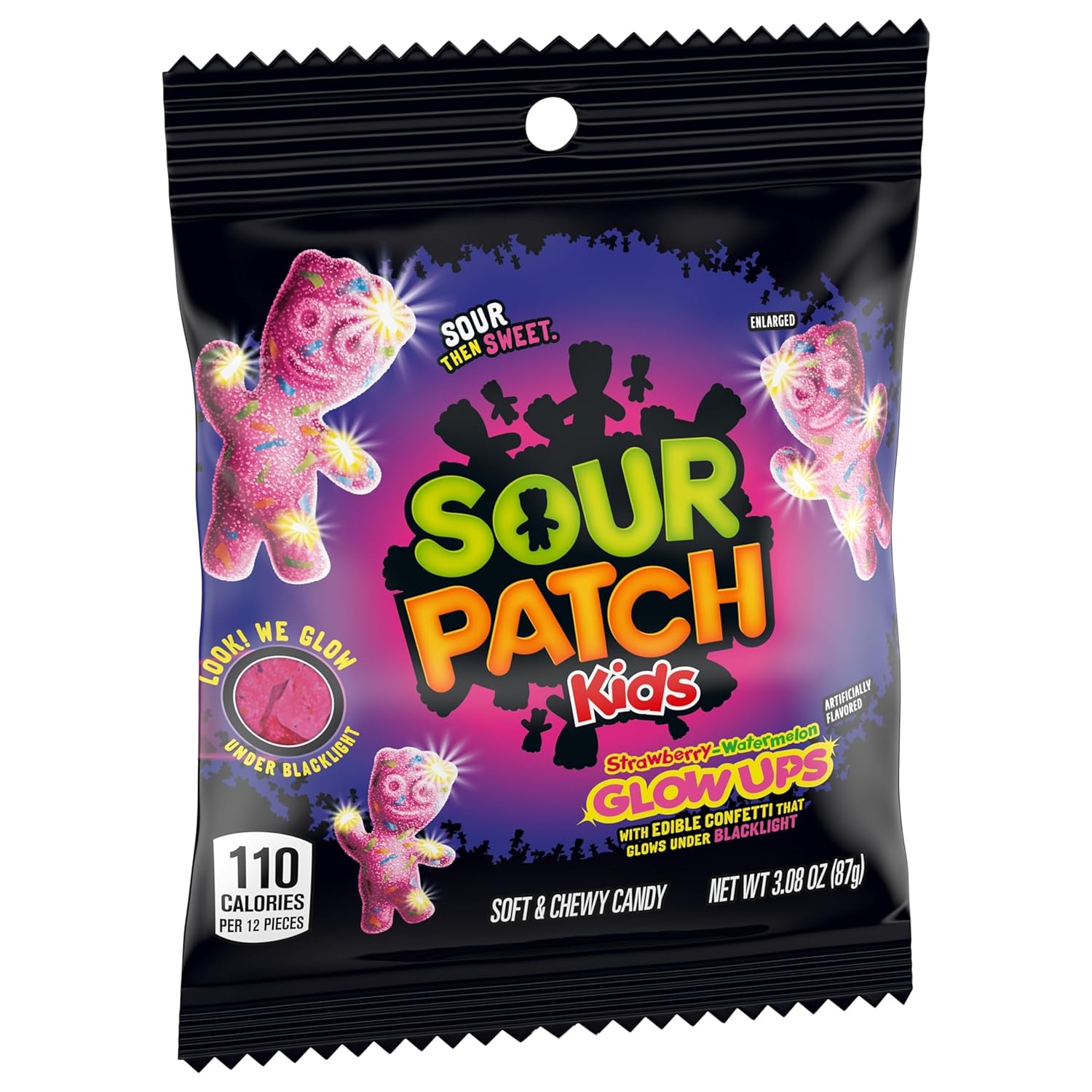 SOUR PATCH KIDS Glow Ups Strawberry-Watermelon Soft & Chewy Candy, 12-3.08 oz Bags
