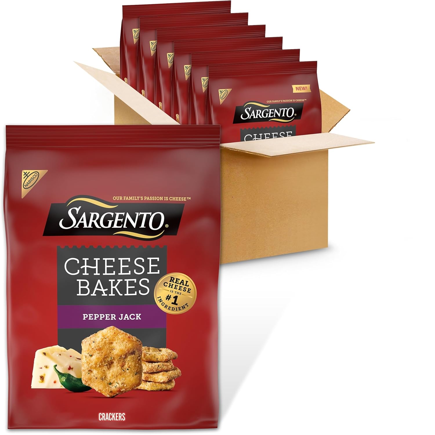 Sargento® Cheese Bakes Pepper Jack Crackers, Cheese Crackers, 6-4.5 oz Bags