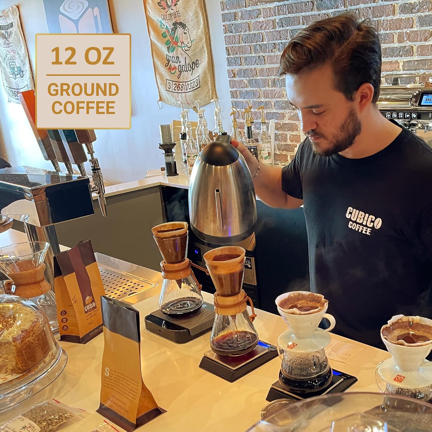 Brazil Coffee, Ground Coffee, Premium Brazilian Santos Natural Single Origin Fresh Roasted Ground Coffee | Cubico Coffee | 12 Ounce Bag