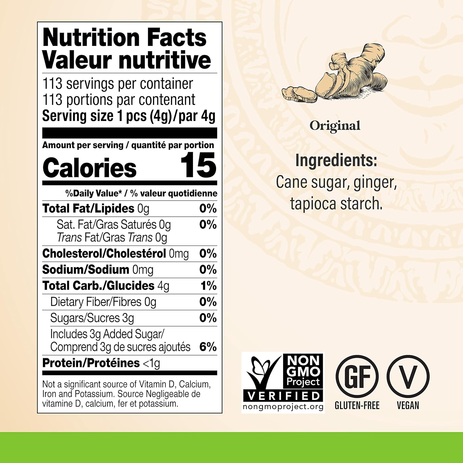 CHIMES ORIGINAL Ginger Chews (1-Pound 1 LB BAG) Premium Natural Chewy Ginger Candy — 16 OZ Individually Wrapped Ginger Chew Candy