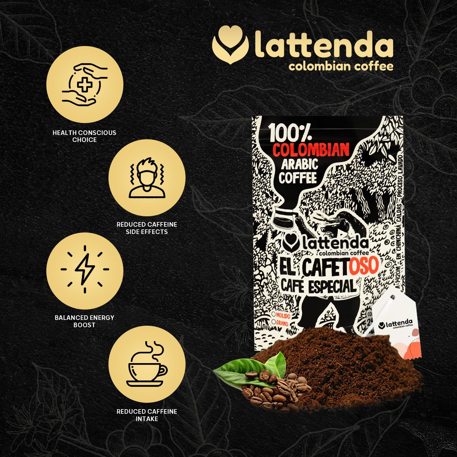 Lattenda Cafetoso Magic: Colombian Arabica Coffee - Sweet Notes, Cocoa - Aroma - Specialty Single Origin - 250g Ground