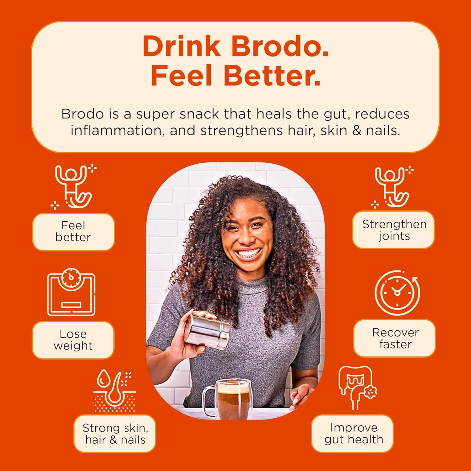 Brodo Organic Chicken Broth | Nutrient Dense, Chef Crafted Bone Broth in Single Serving Pouches | Not Made From Concentrate, No Preservatives (6x 8.3 oz Pouches)