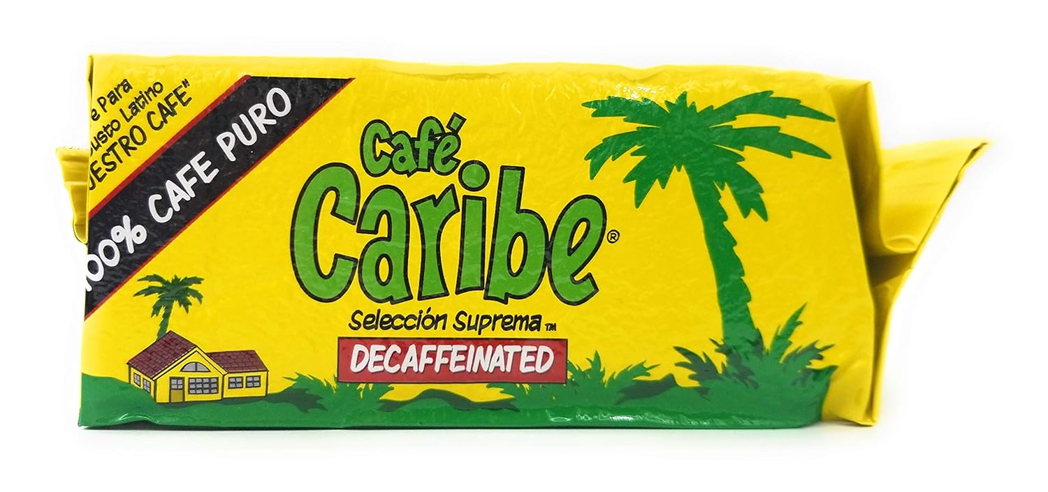 Cafe Caribe Decaffeinated Latin Flavor Inspired Dark Roasted Espresso Blend Coffee Brick - 10 Ounce