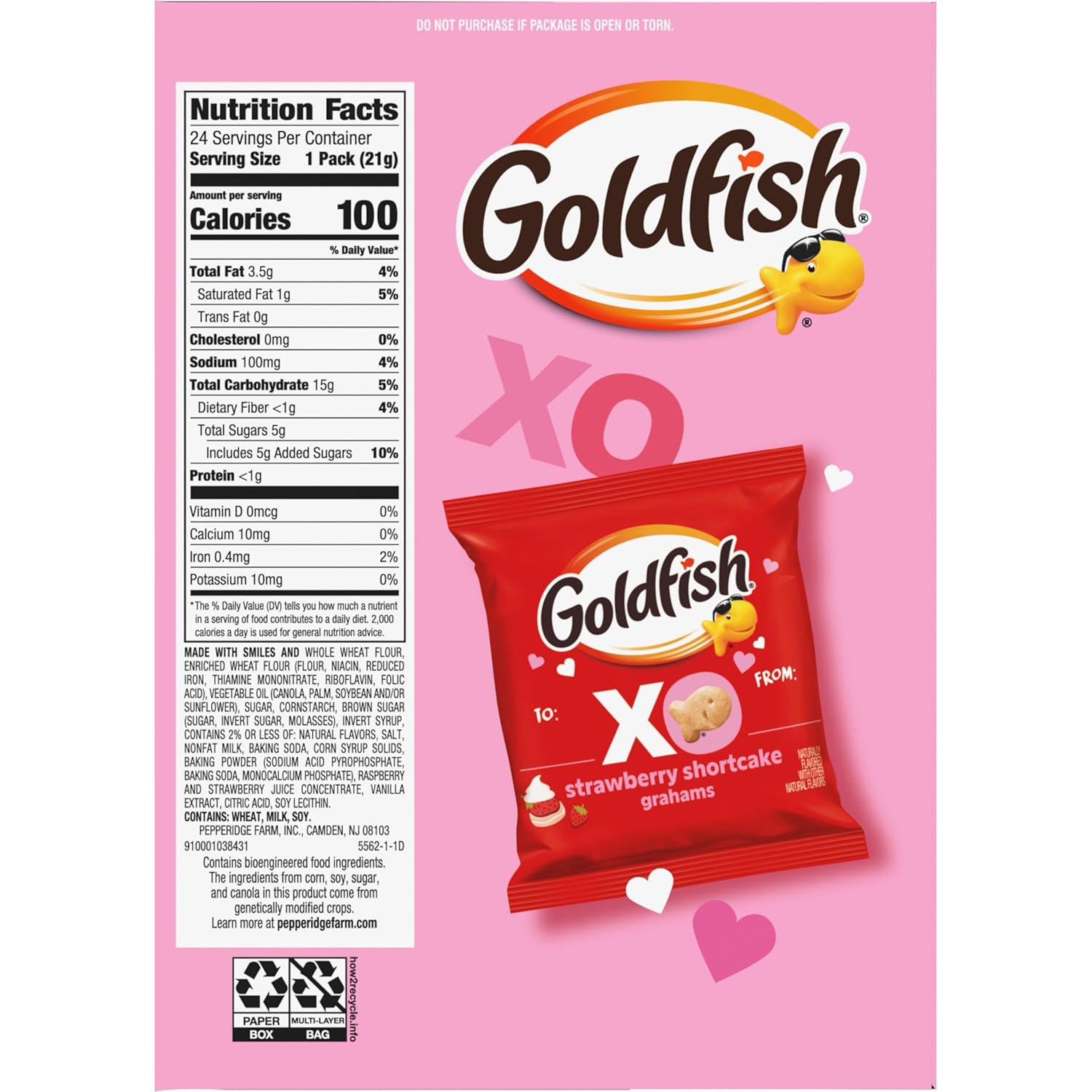Goldfish Strawberry Shortcake Flavored Baked Graham Snacks, 0.75 Oz Treat Bags, 24 Pack
