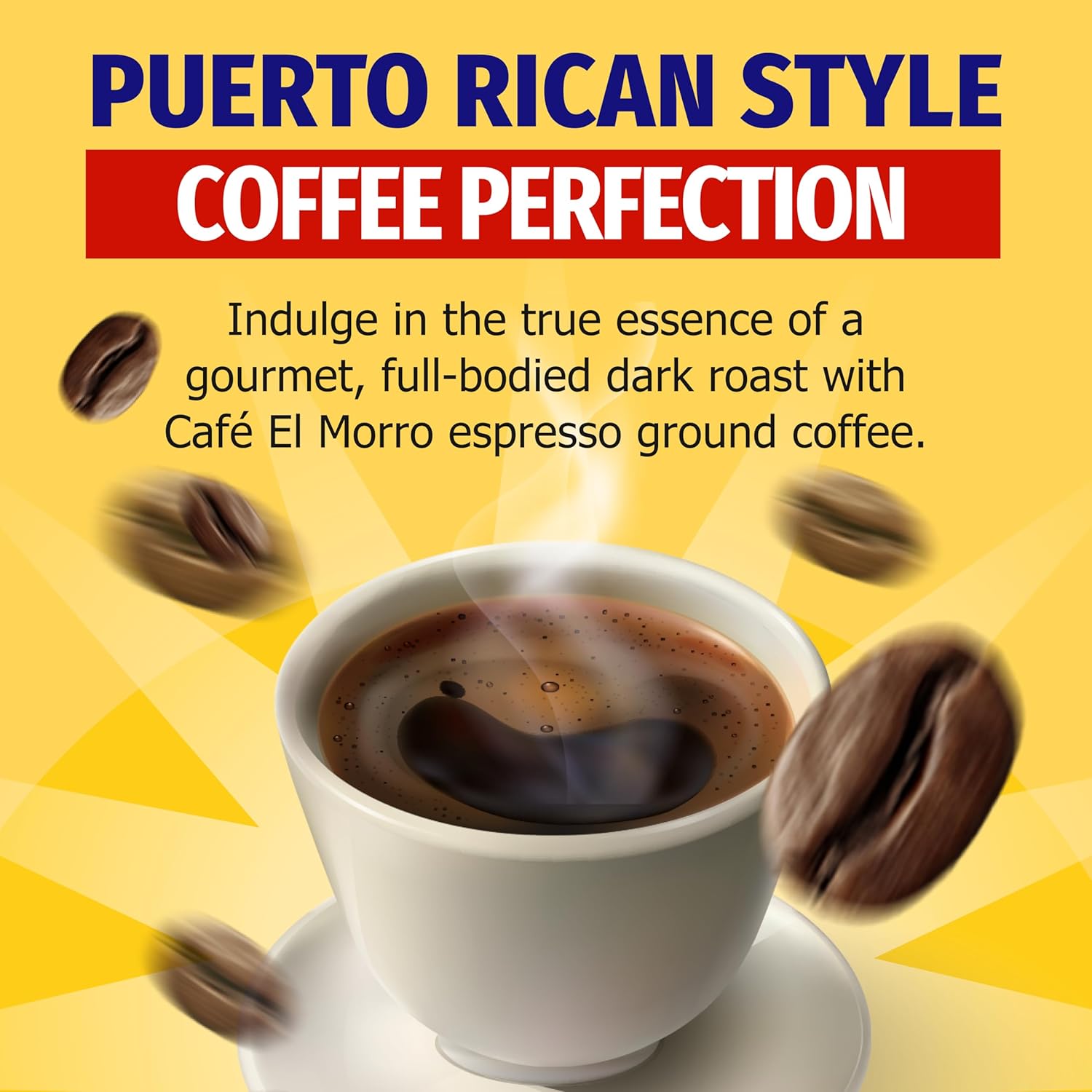 Premium Ground Coffee, Café El Morro, (6 oz), Pack of 24, Gourmet Dark Roast Espresso Coffee, Vacuum Pack, Experience the Rich Taste of Puerto Rican Style Espresso