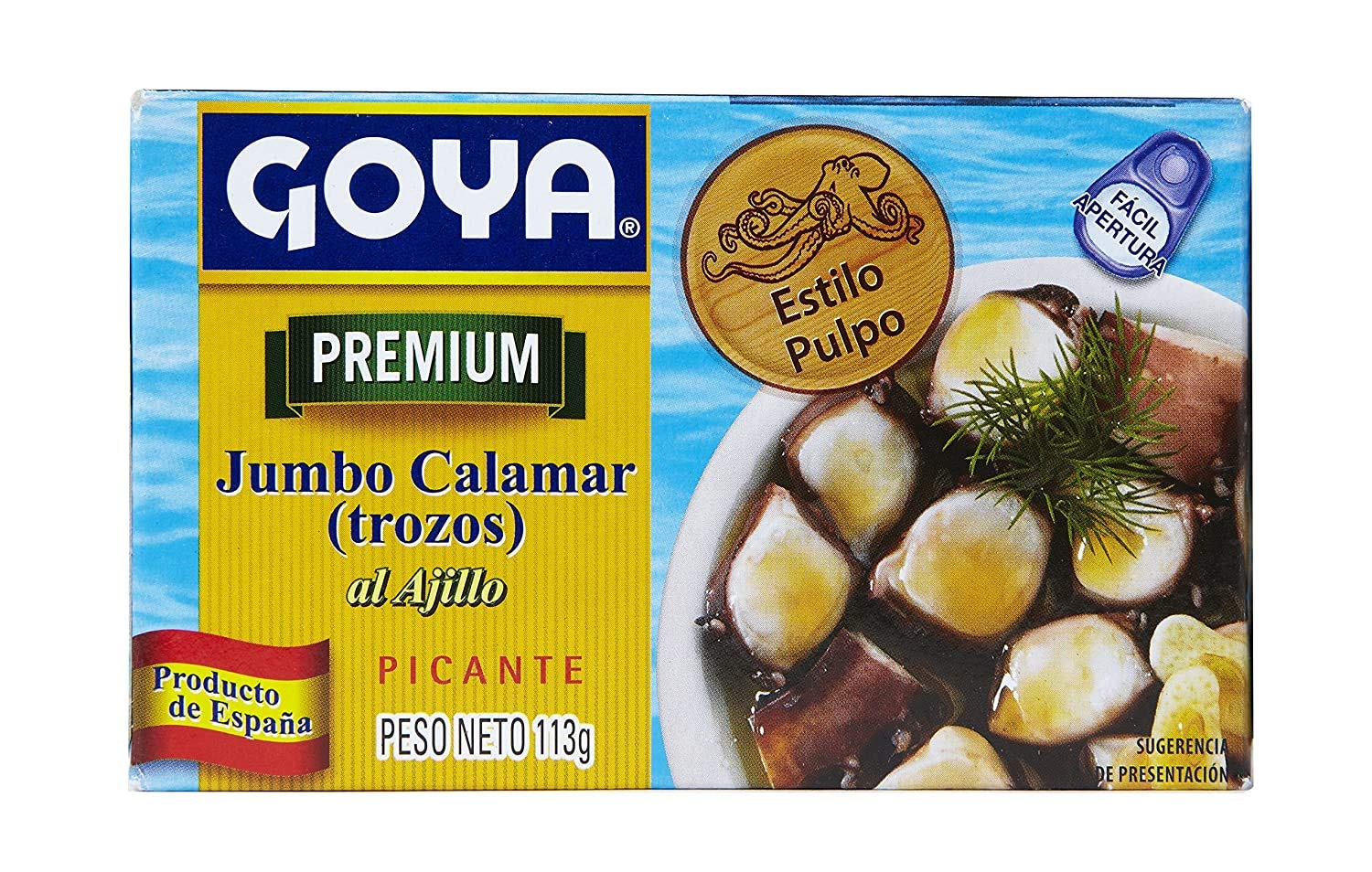 Premium Jumbo Squid Octopus Style in Olive Oli by Goya 4 oz Pack of 6
