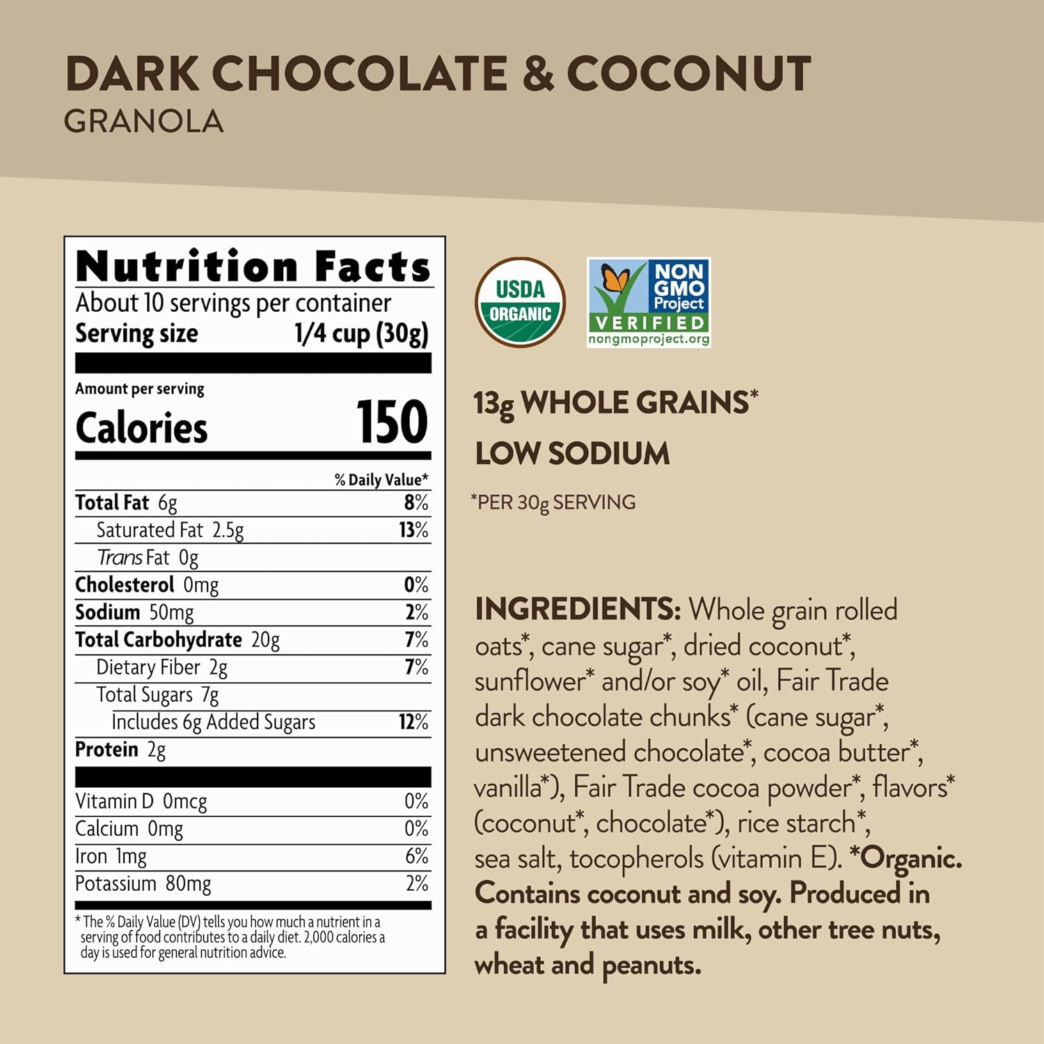 Love Crunch Organic Dark Chocolate & Coconut Granola, 11.5 oz (Pack of 6), Non-GMO, Fair Trade, by Nature's Path