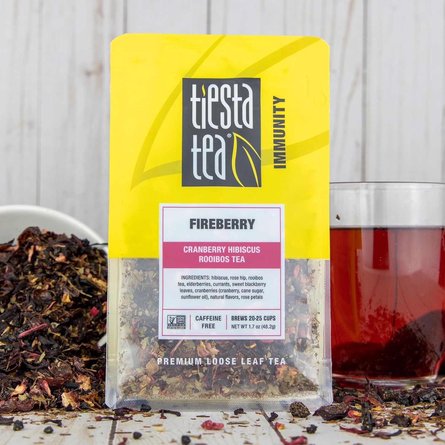Tiesta Tea - Cranberry Hibiscus Rooibos Tea | Fireberry | Loose Leaf | Herbal Blend with Hibiscus, Cranberry, Currants & Rooibos | Enjoy Hot or Iced | 1.7oz Resealable Pouch, 25 Cups