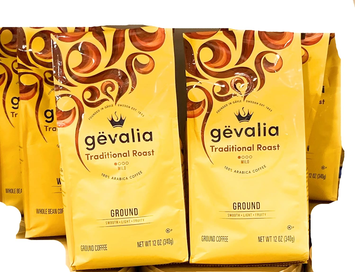 PACK OF 6 - Gevalia Kaffe Traditional Mild Roast Ground Coffee, 12 OZ (340g)
