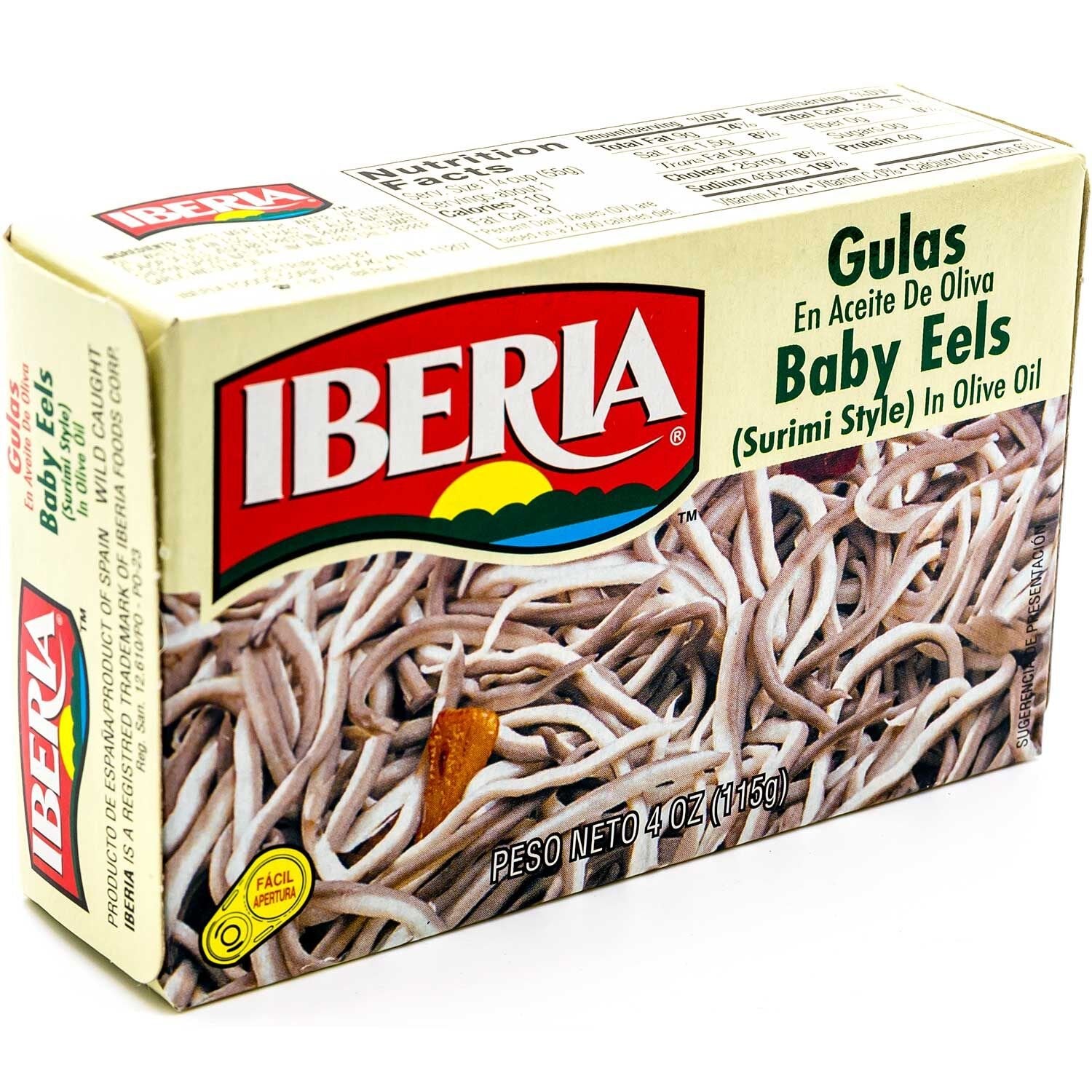 Iberia Baby Eels in Olive Oil, 4 oz Surimi Style Angulas